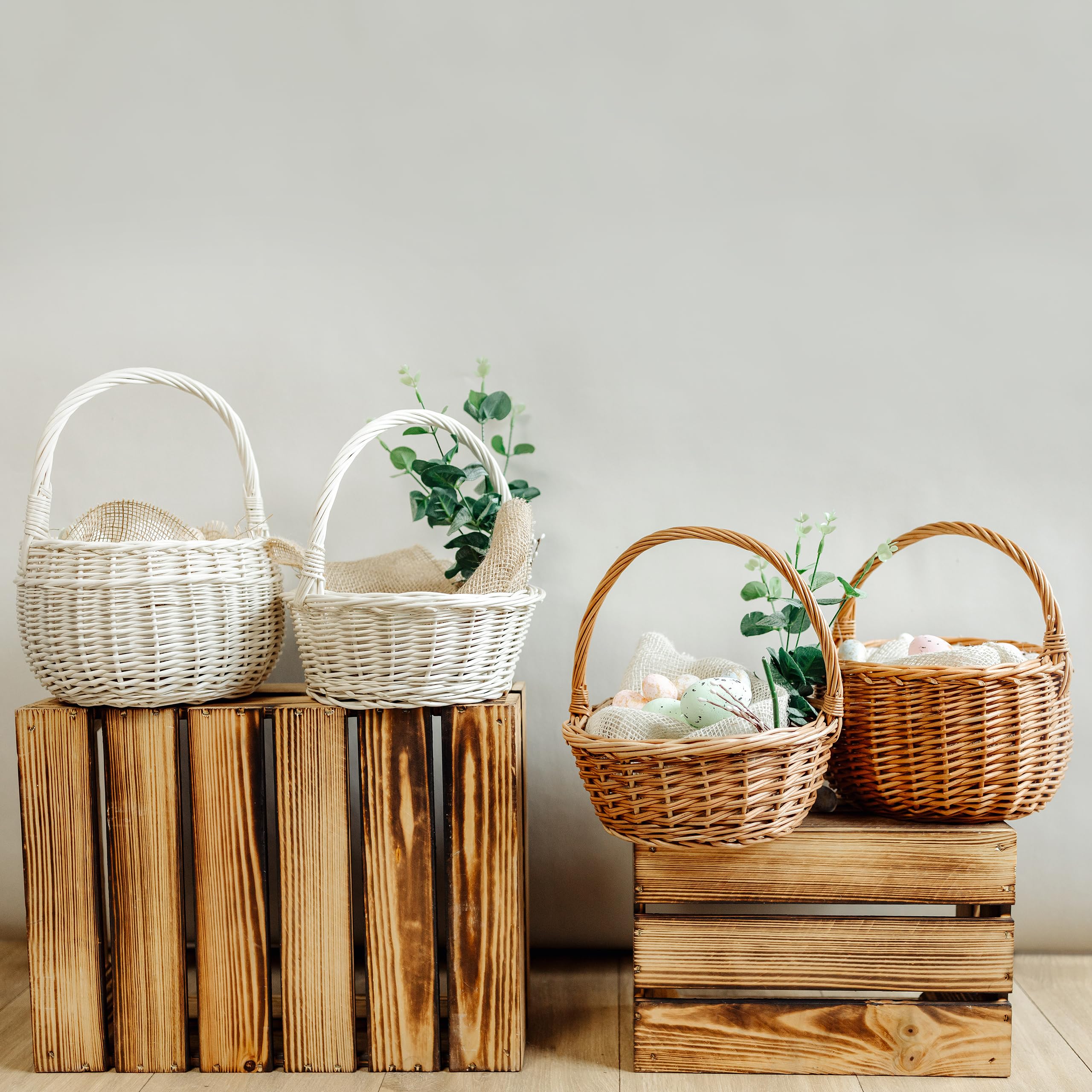 Creative Home Cestino Vimini Marrone 22x22x26 cm con Manico