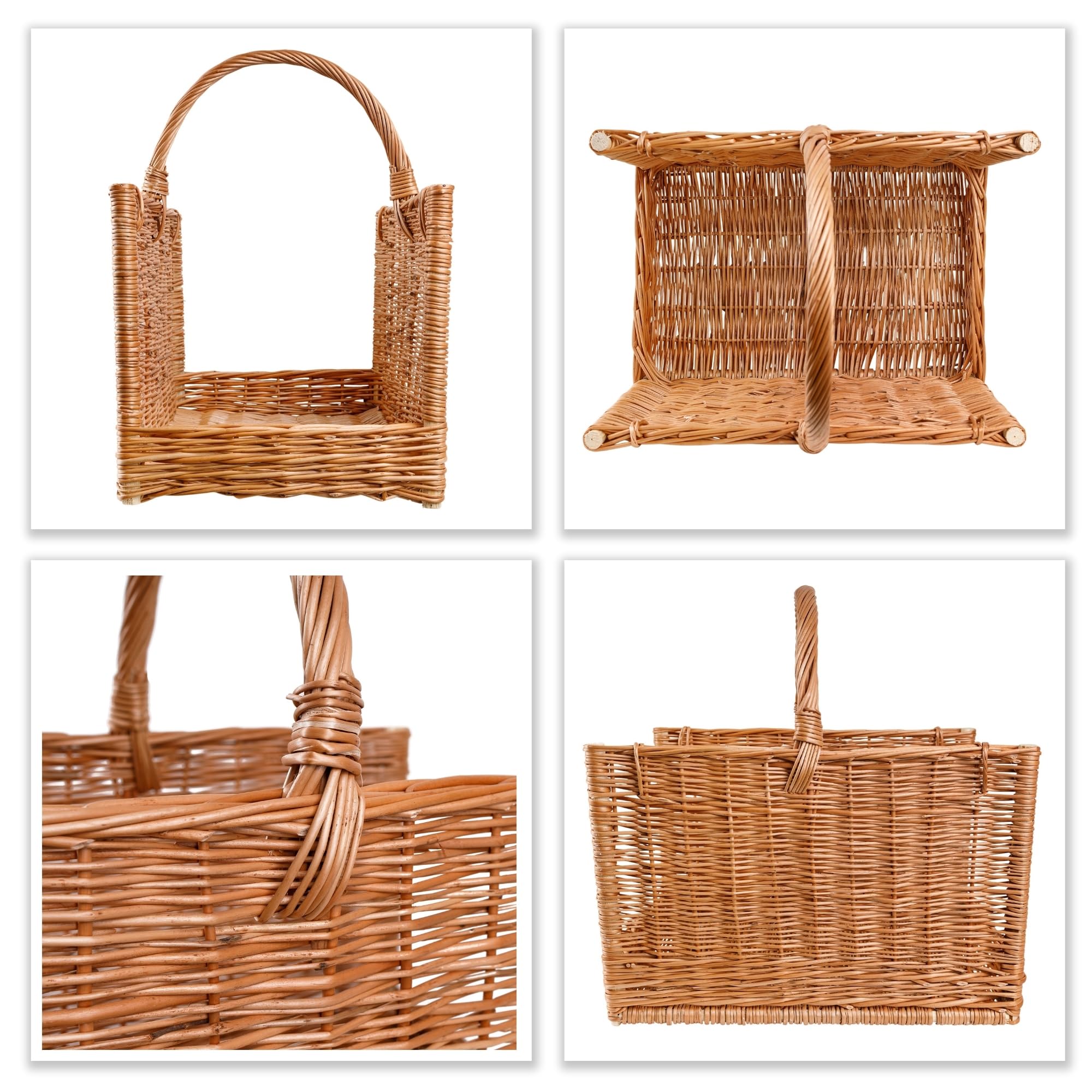 Creative Home Cesto Portalegna Vimini 50x34x50 cm con Manico