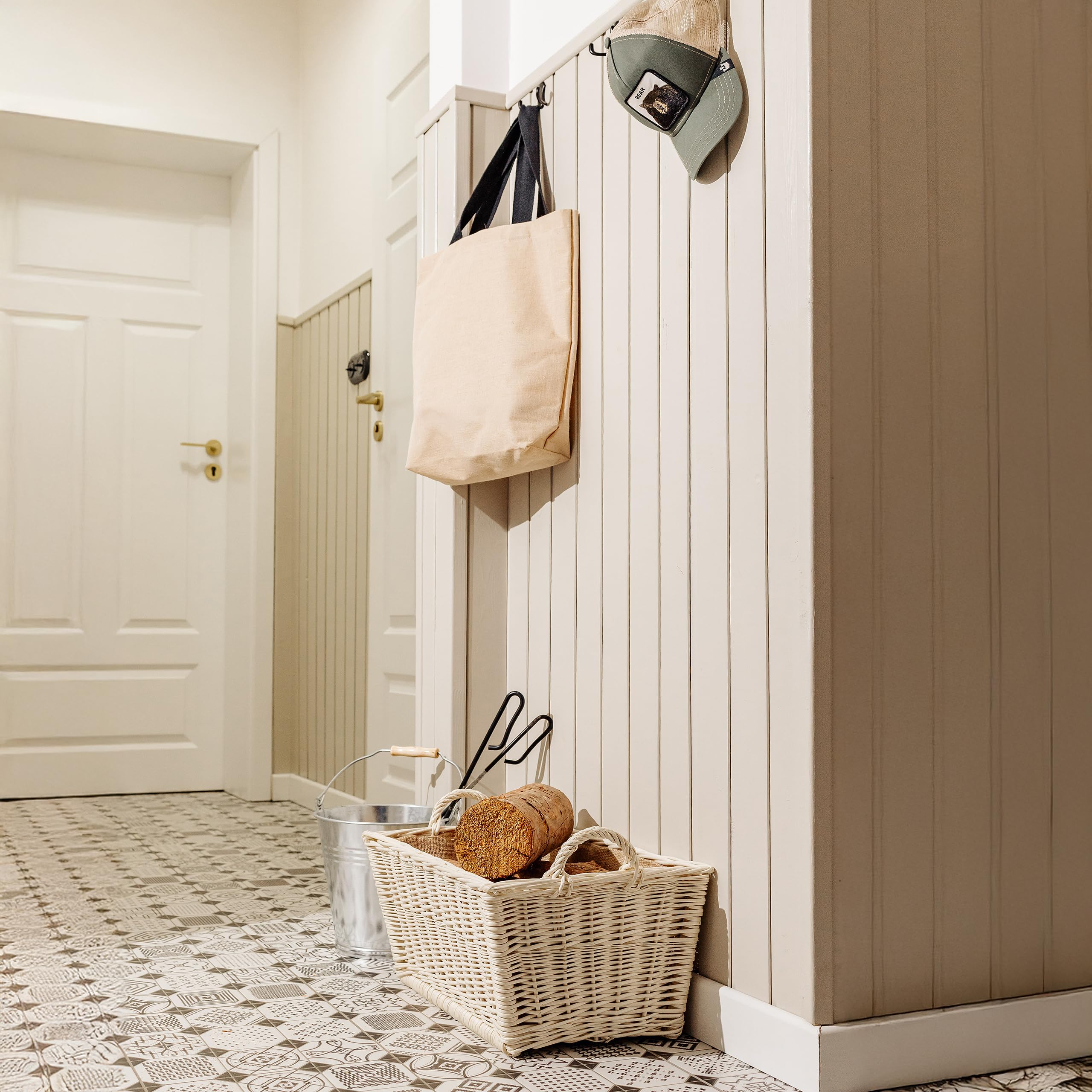 Creative Home Cesto Portalegna in Vimini 47x33x30 cm Bianco
