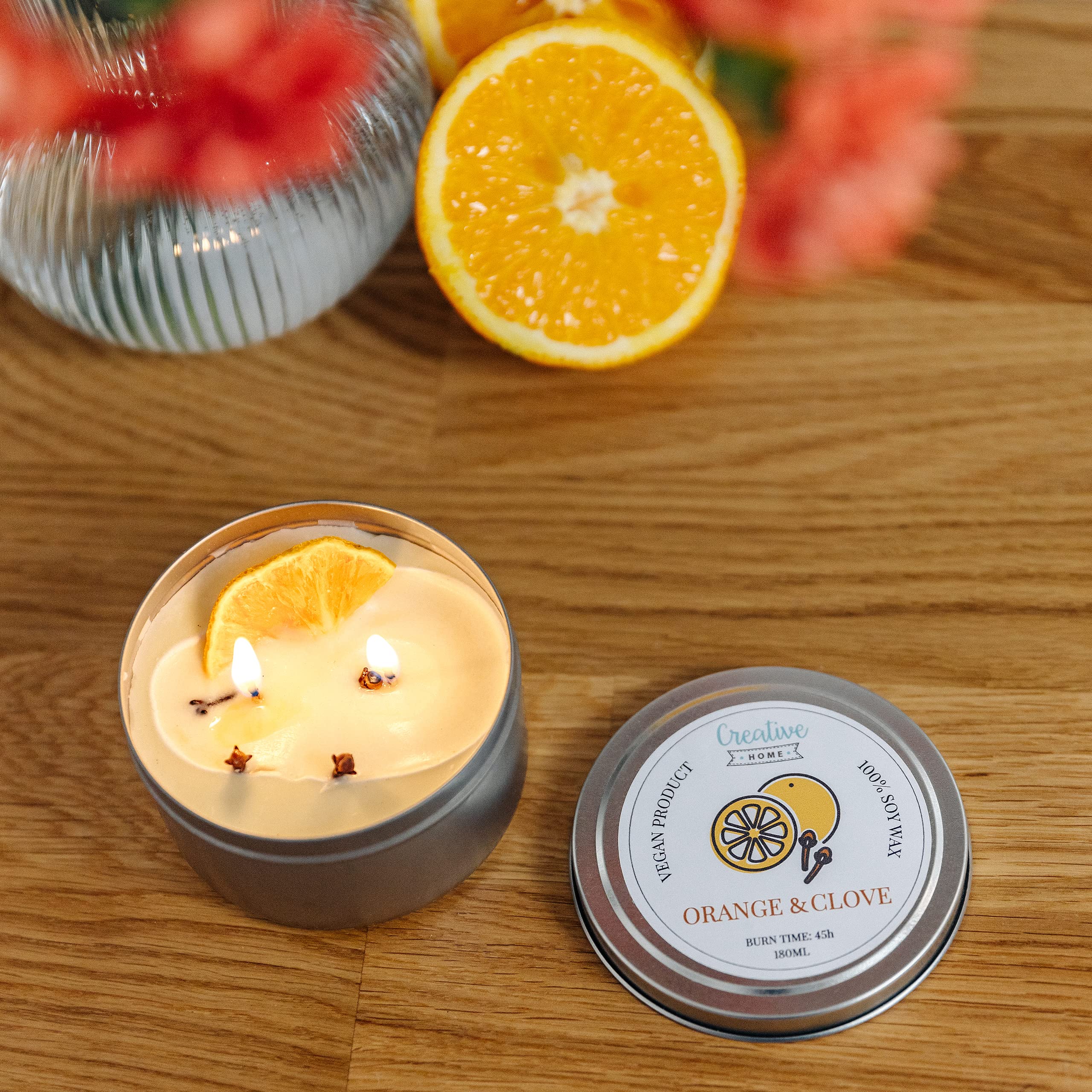 Creative Home Candela Profumata Arancia Garofano 180 ml Soia