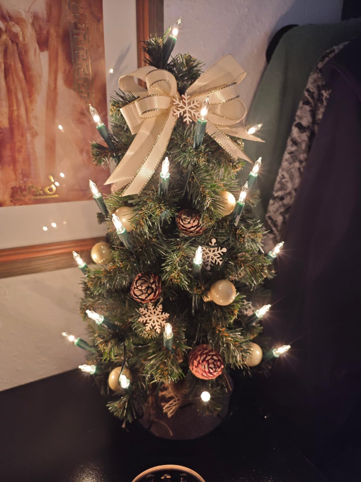 Creative Home Albero di Natale 40cm Crema Già Addobbato