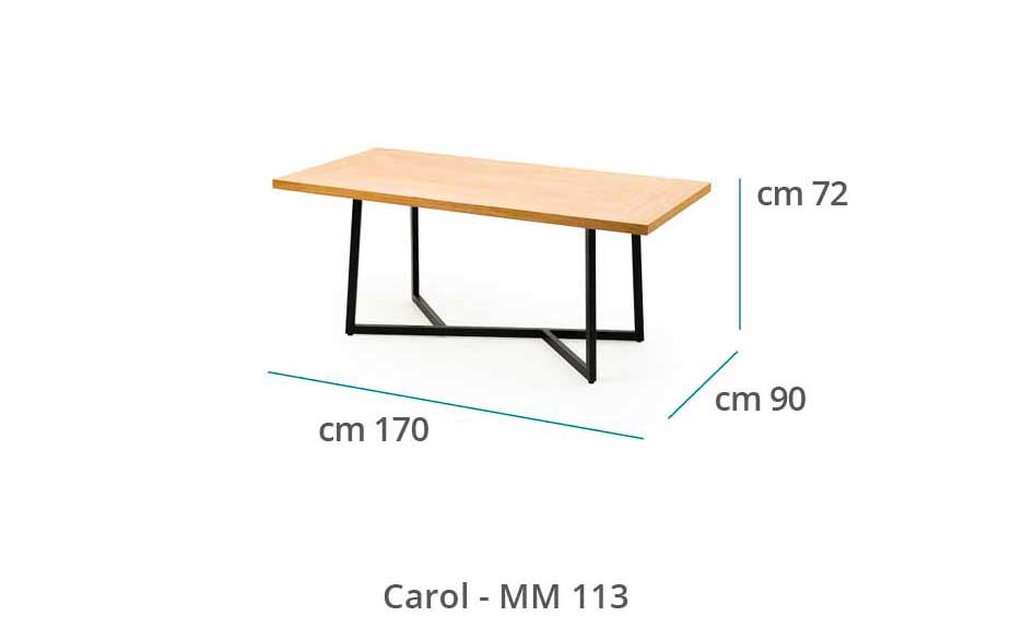Mila Maurizi Maison Carol tavolo rettangolare legno e ferro