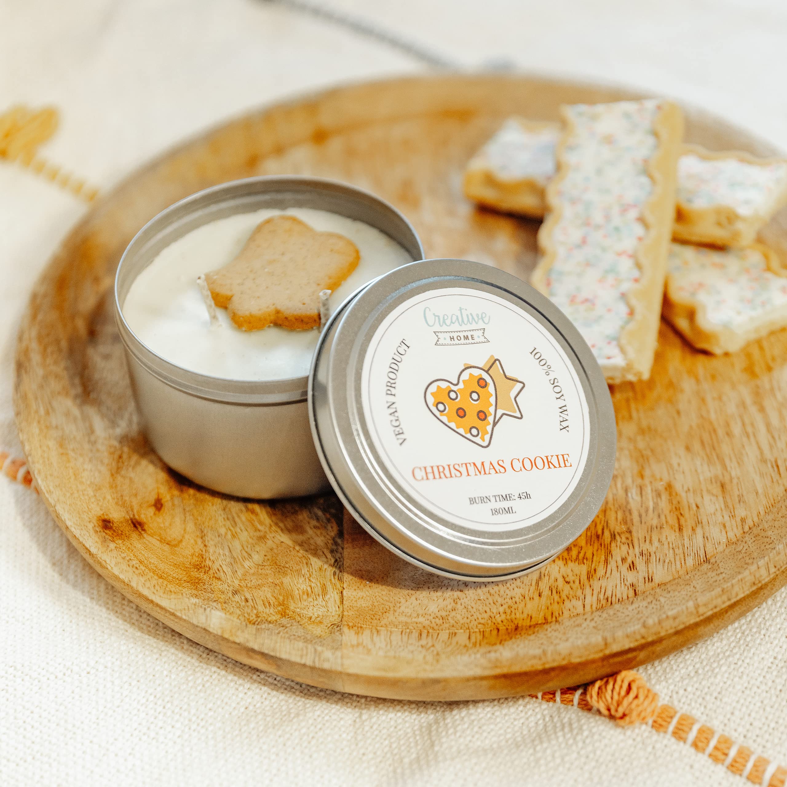 Creative Home Candela Profumata Biscotto 180 ml Cera di Soia