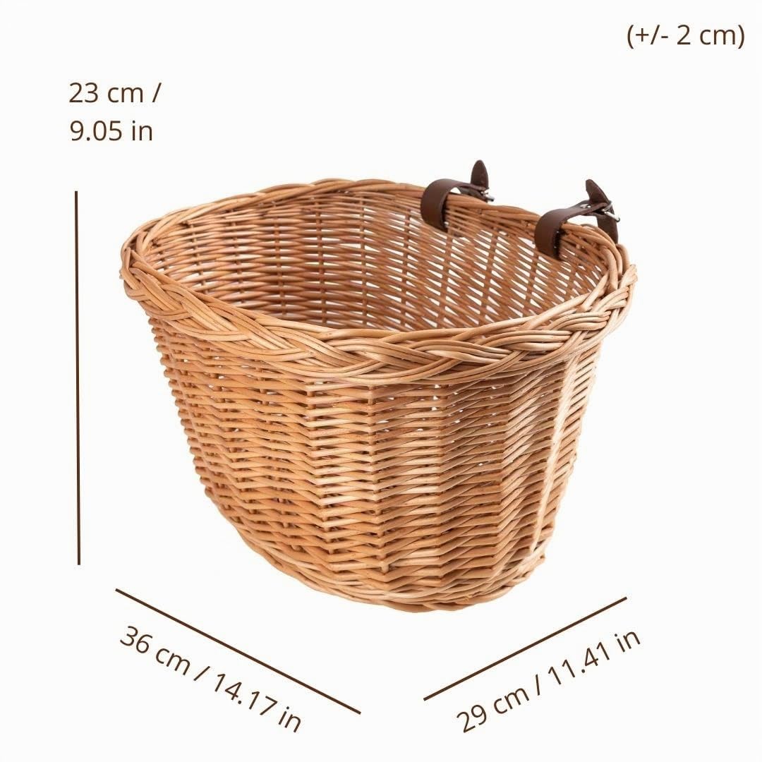 Creative Home Cestino Bici Vimini 36x29x23 cm Anteriore 5 kg