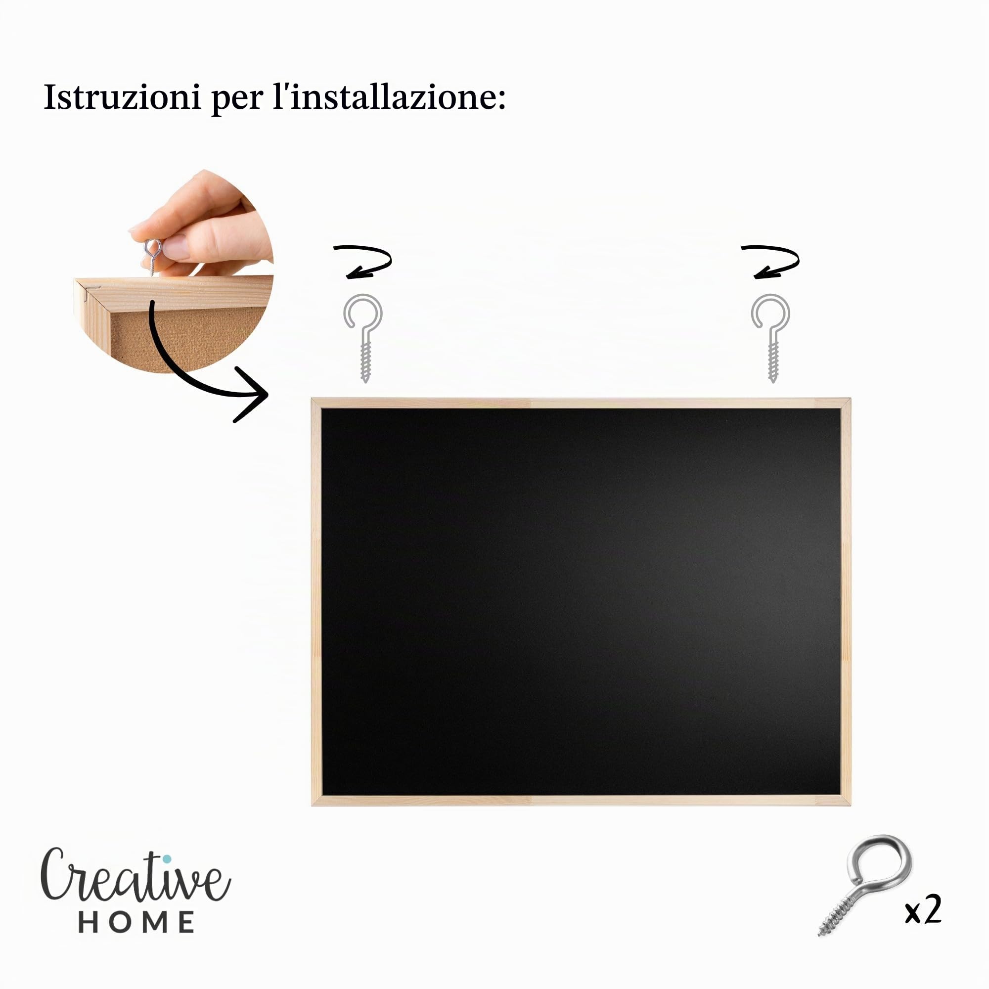 Creative Home Lavagna Gesso Parete 80x60 cm Cornice Legno