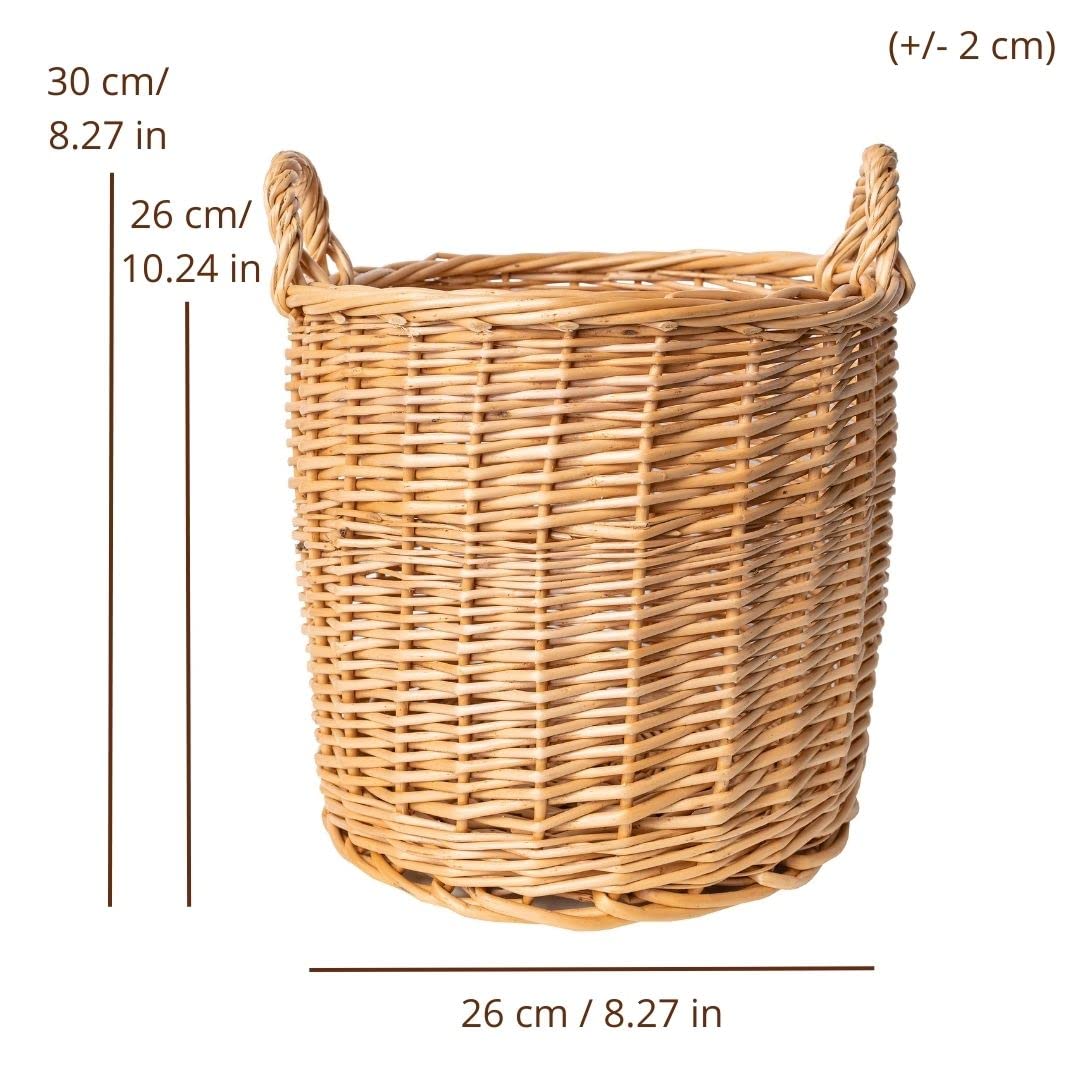 Creative Home Cesto Vimini Chiaro 26x26x30 cm con Manici