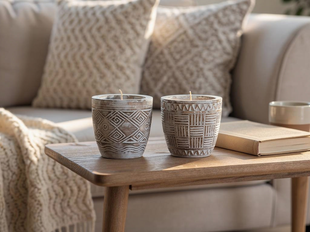 DKD Home Decor Set 2 Candele Vaso Legno 15 cm