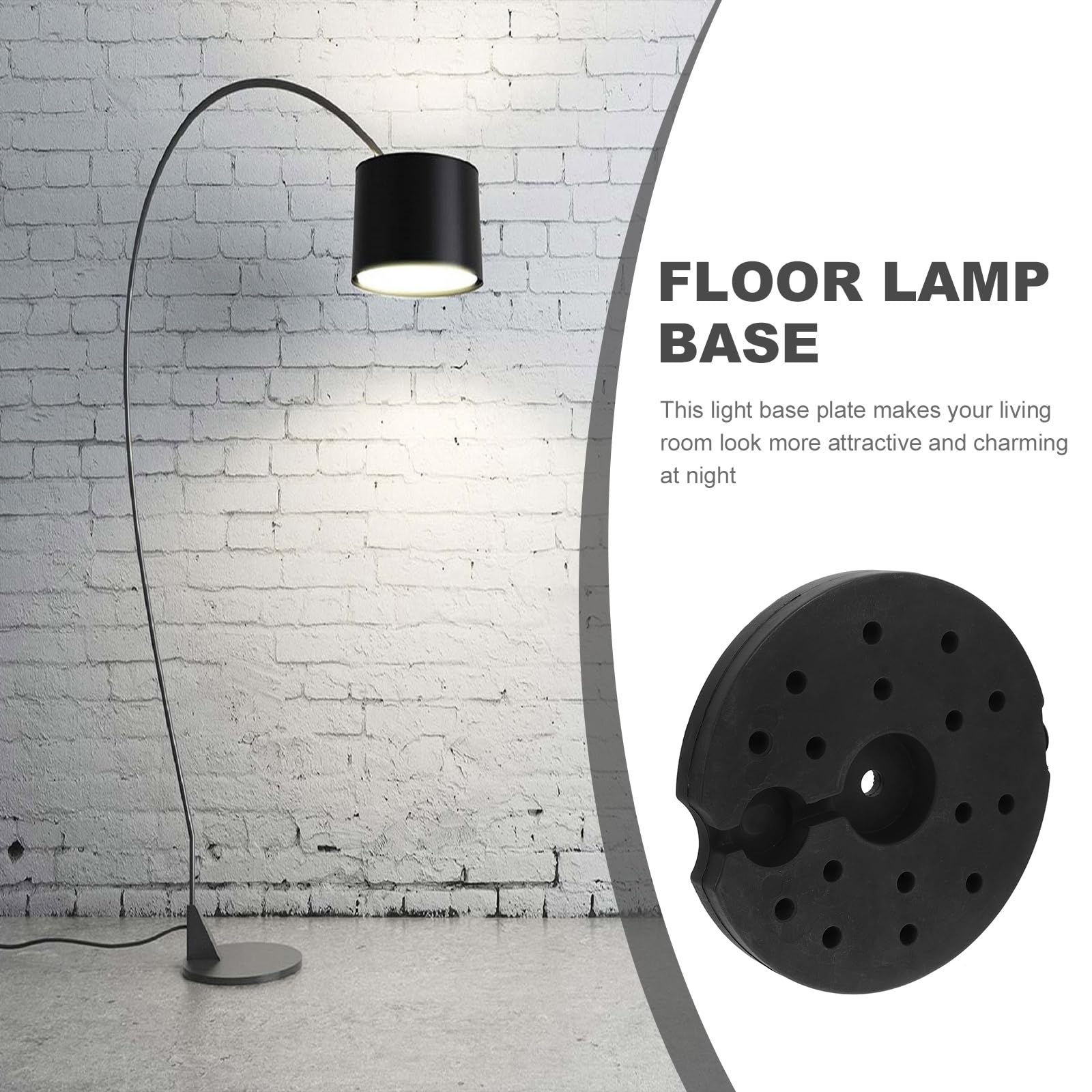 MUCKLILY Base Lampada da Tavolo Ferro Nera Rotonda 19 cm