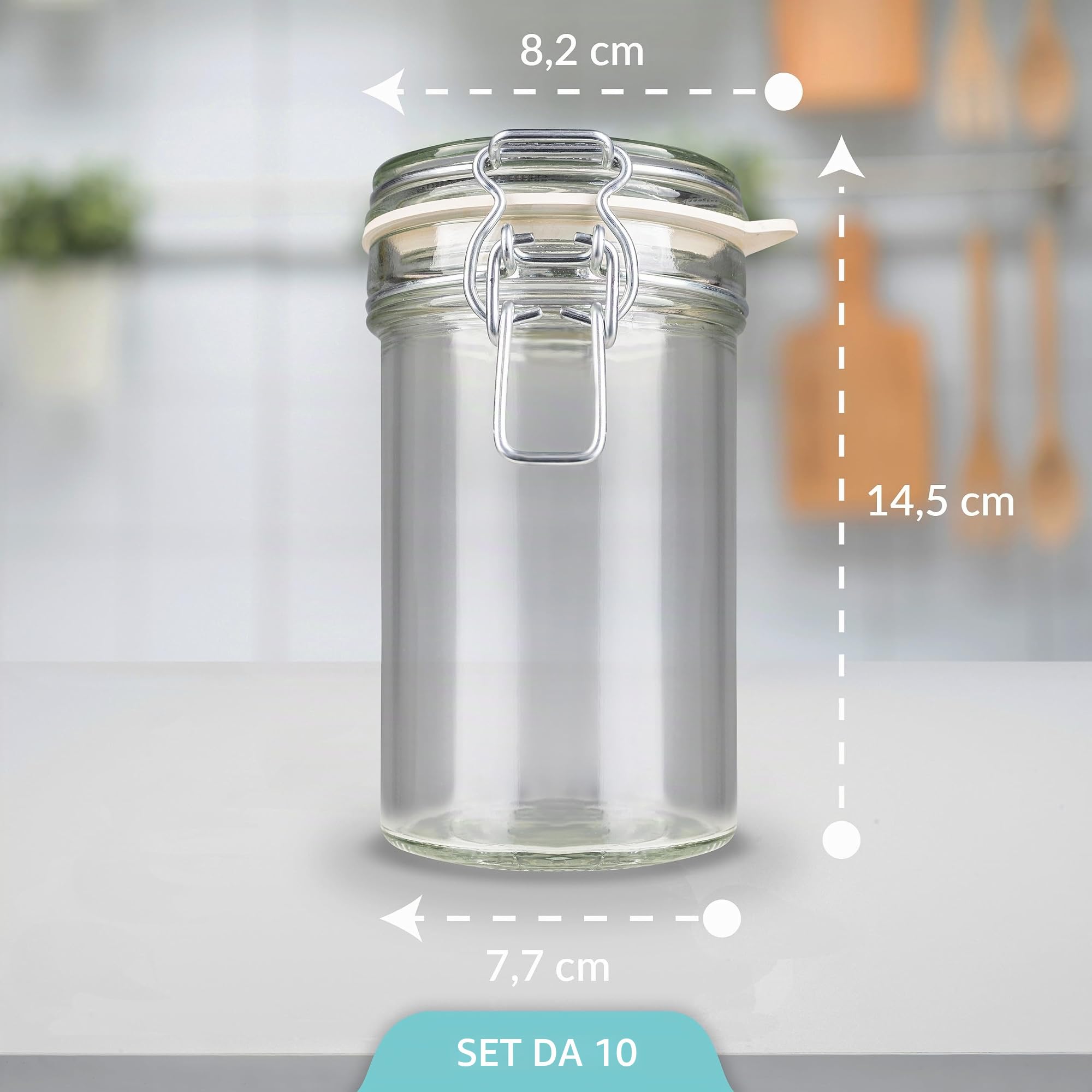 Creative Home set 10 barattoli vetro 500 ml ermetici