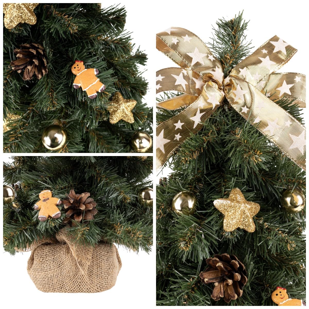 Creative Home Albero di Natale Oro 40 cm Addobbato da Tavolo