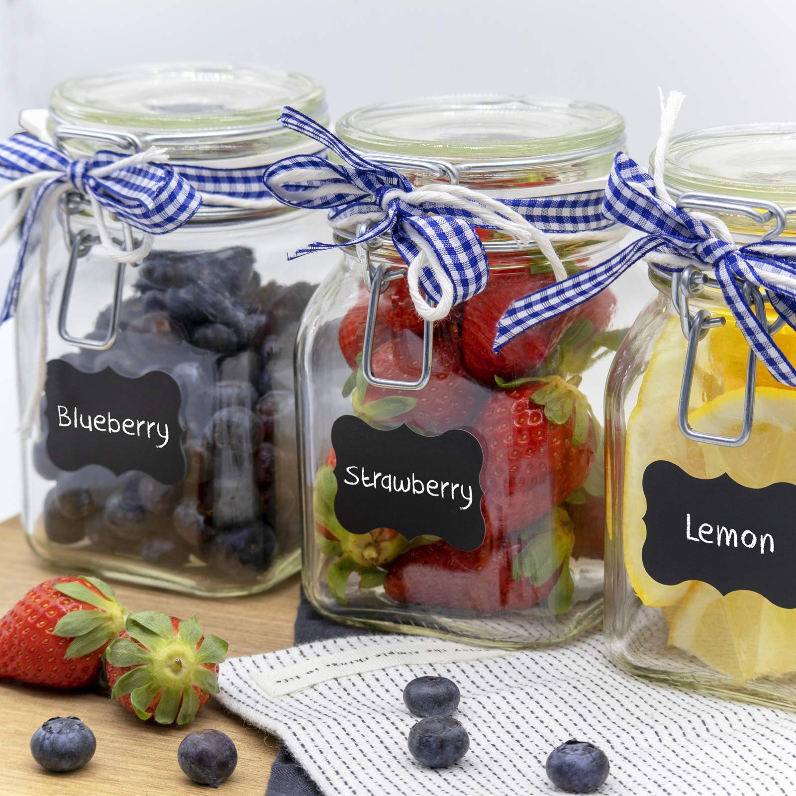Creative Home Set 8 Barattoli Vetro Ermetici 750 ml con Clip