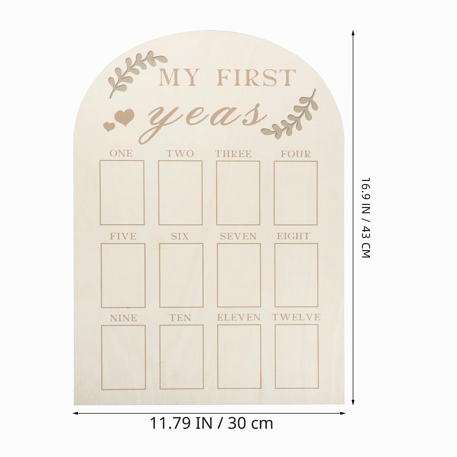 MUCKLILY Cornice in Legno Primo Anno 43x30 cm con 12 Mesi