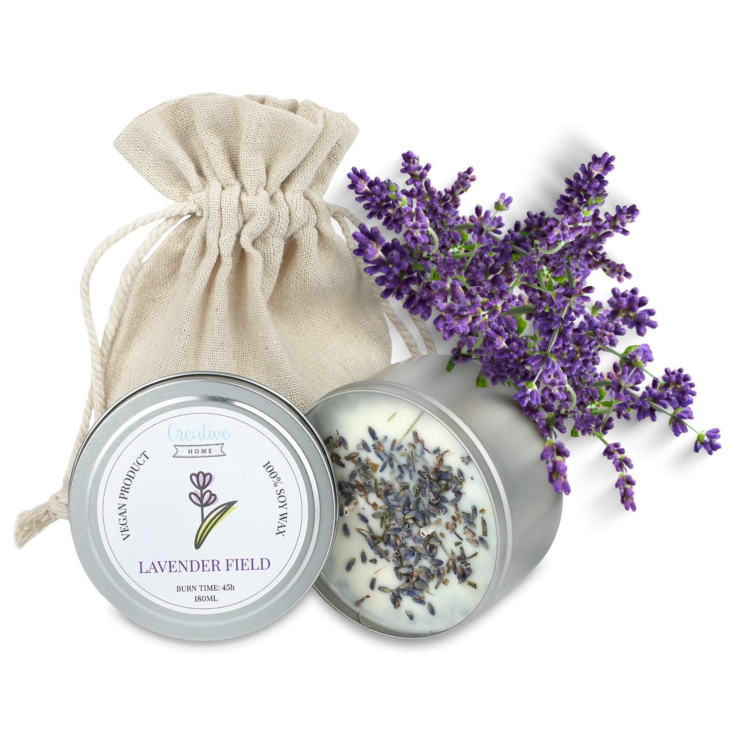 Creative Home Candela Profumata Lavanda 180 ml Cera di Soia