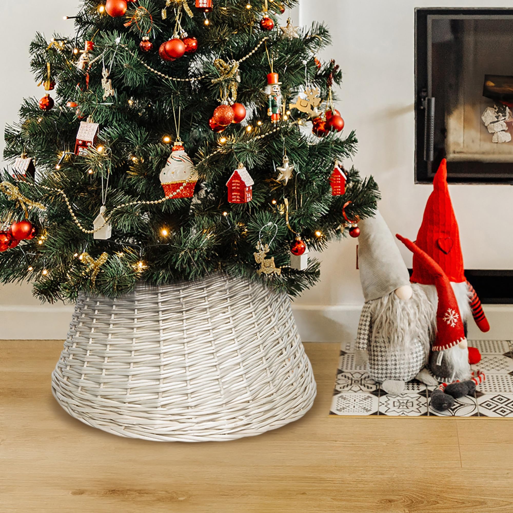 Creative Home Collare Albero Natale Vimini Bianco Ø 46x24 cm