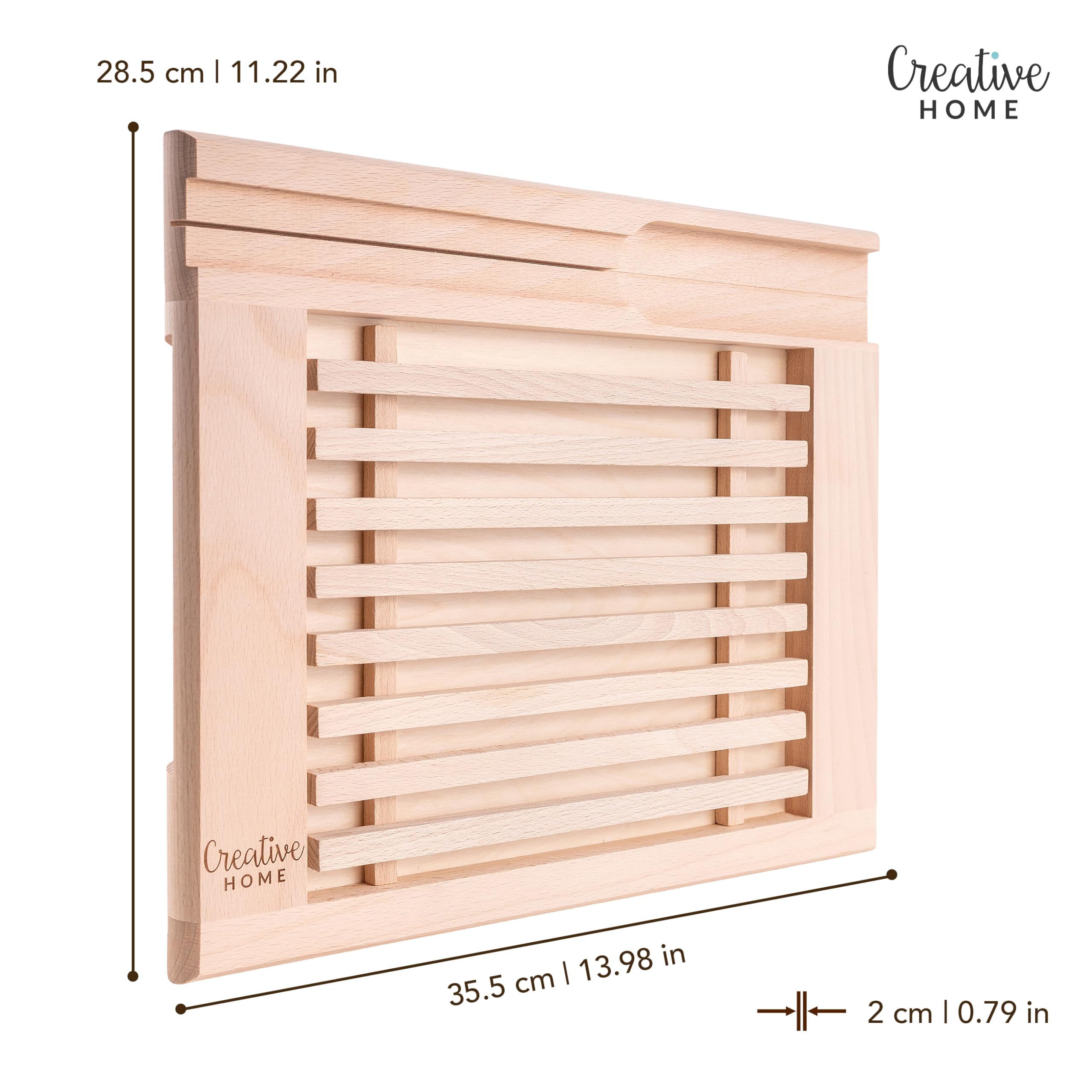 Creative Home tagliere pane faggio 35,5 cm con griglia