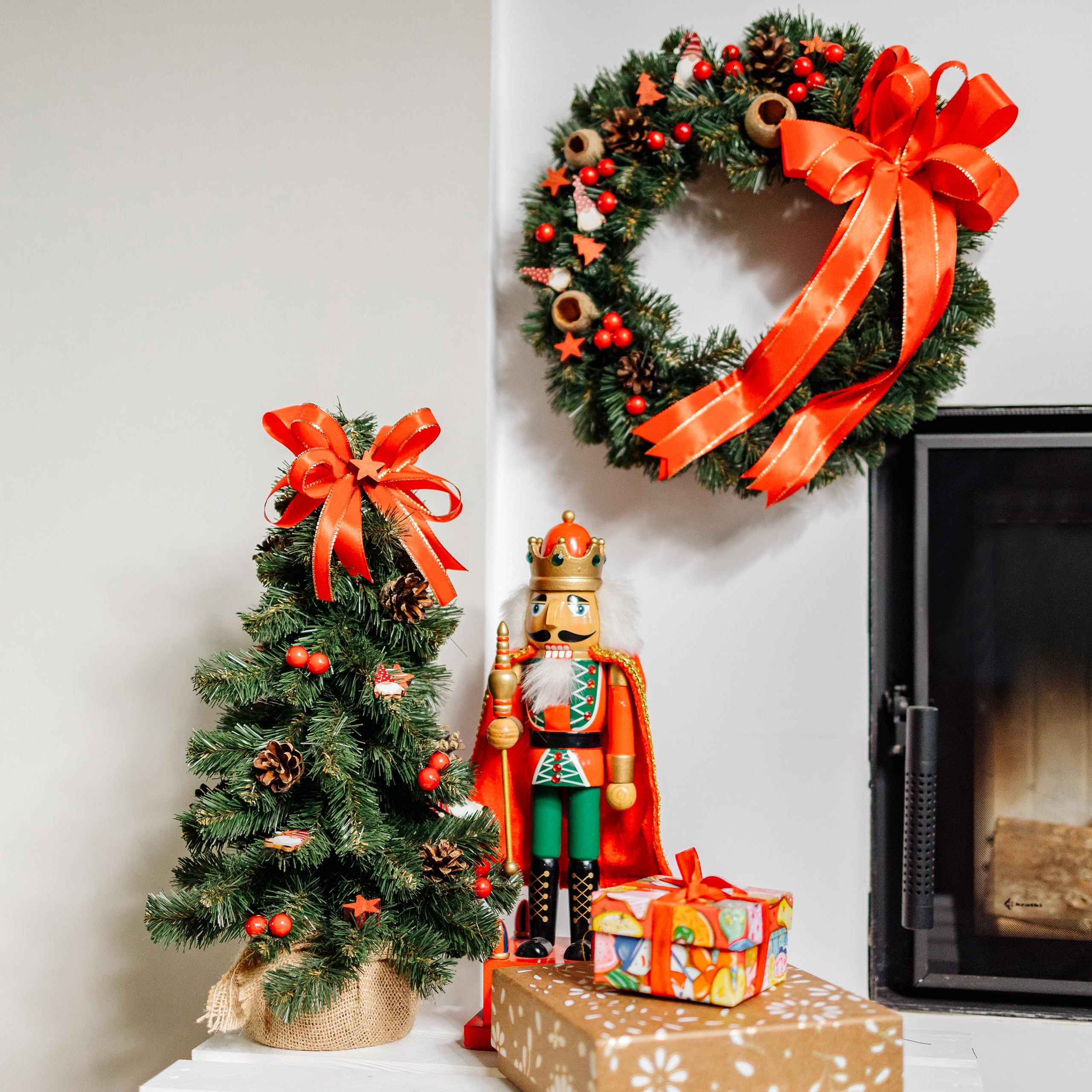Creative Home Albero di Natale 40cm Rosso Già Addobbato
