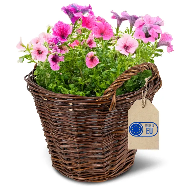 Creative Home Vaso Fiori Vimini Scuro 30x30x30 cm con Foglio