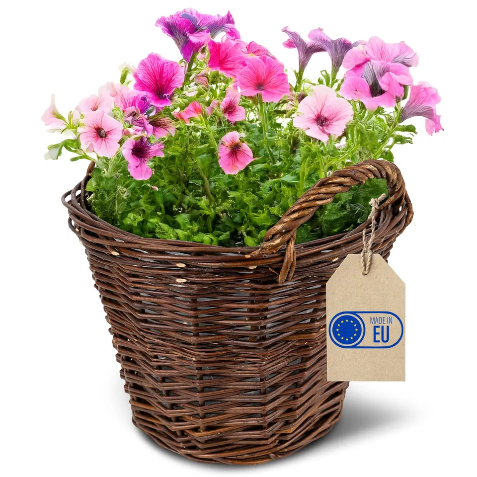 Creative Home Vaso Fiori Vimini Scuro 30x30x30 cm con Foglio