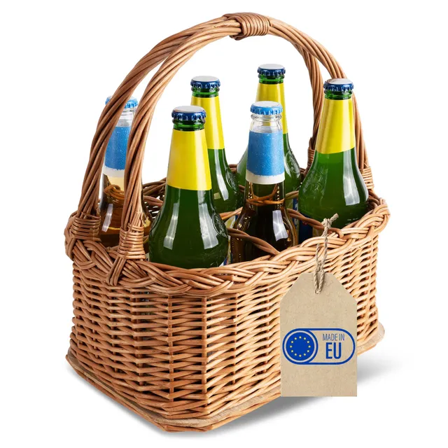 Creative Home Cestino Portabottiglie Vimini 6 Bottiglie 33x23x36 cm
