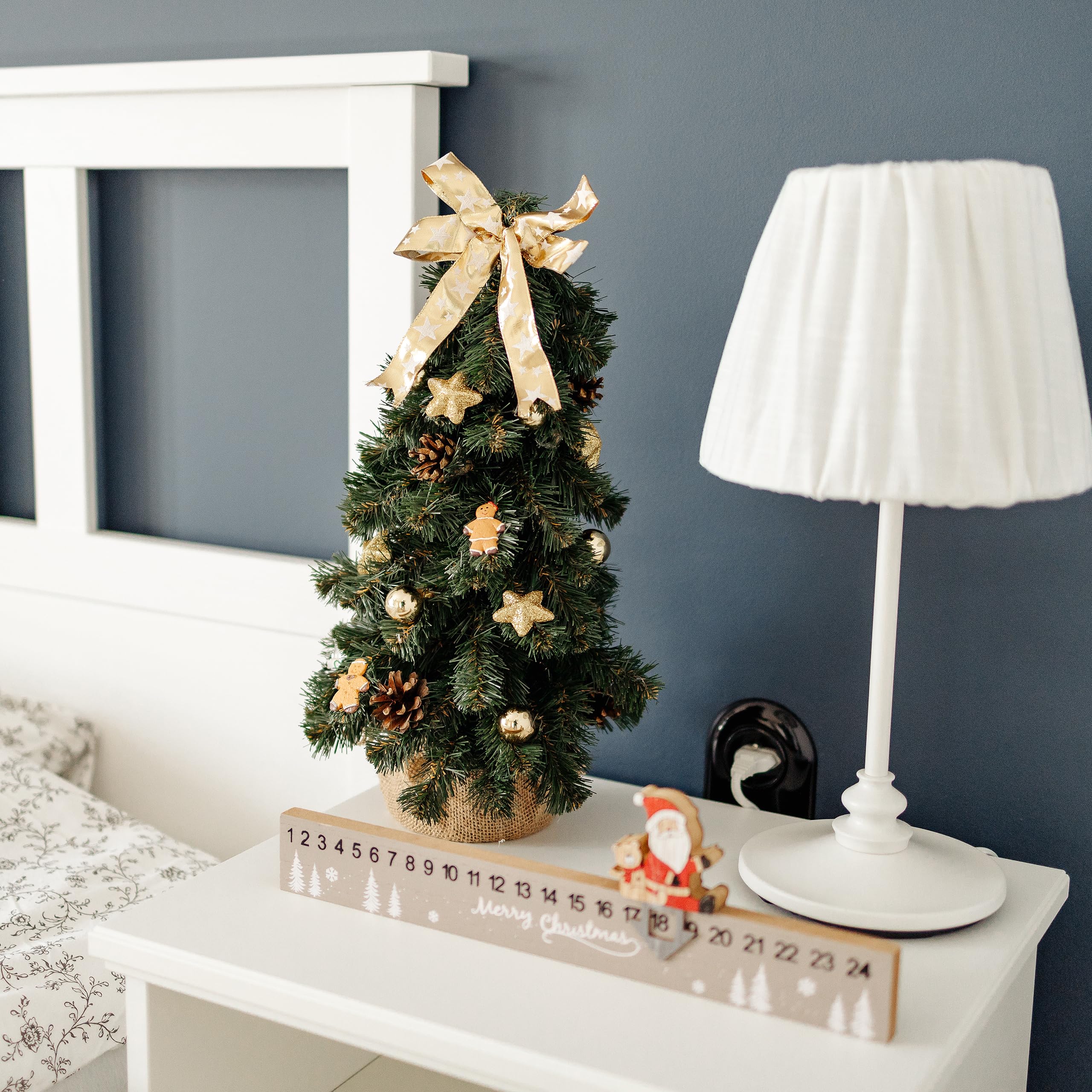 Creative Home Albero di Natale Oro 40 cm Addobbato da Tavolo