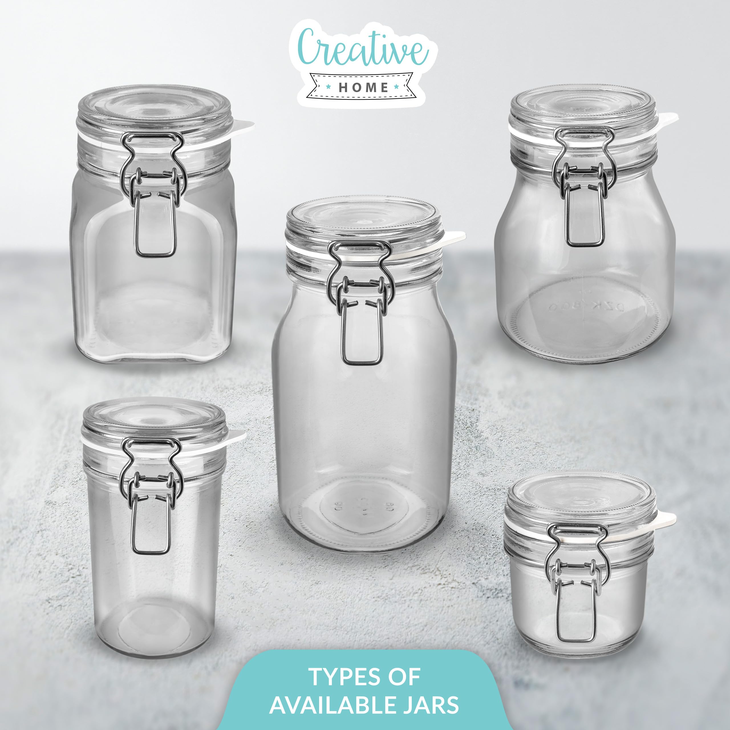 Creative Home Set 8 Barattoli Vetro Chiusura Clip 750 ml