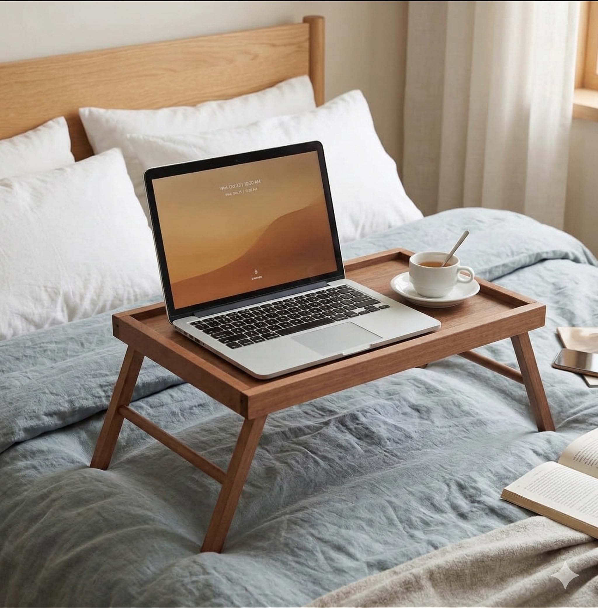 Inca Vassoio Colazione a Letto Legno Faggio Noce Pieghevole