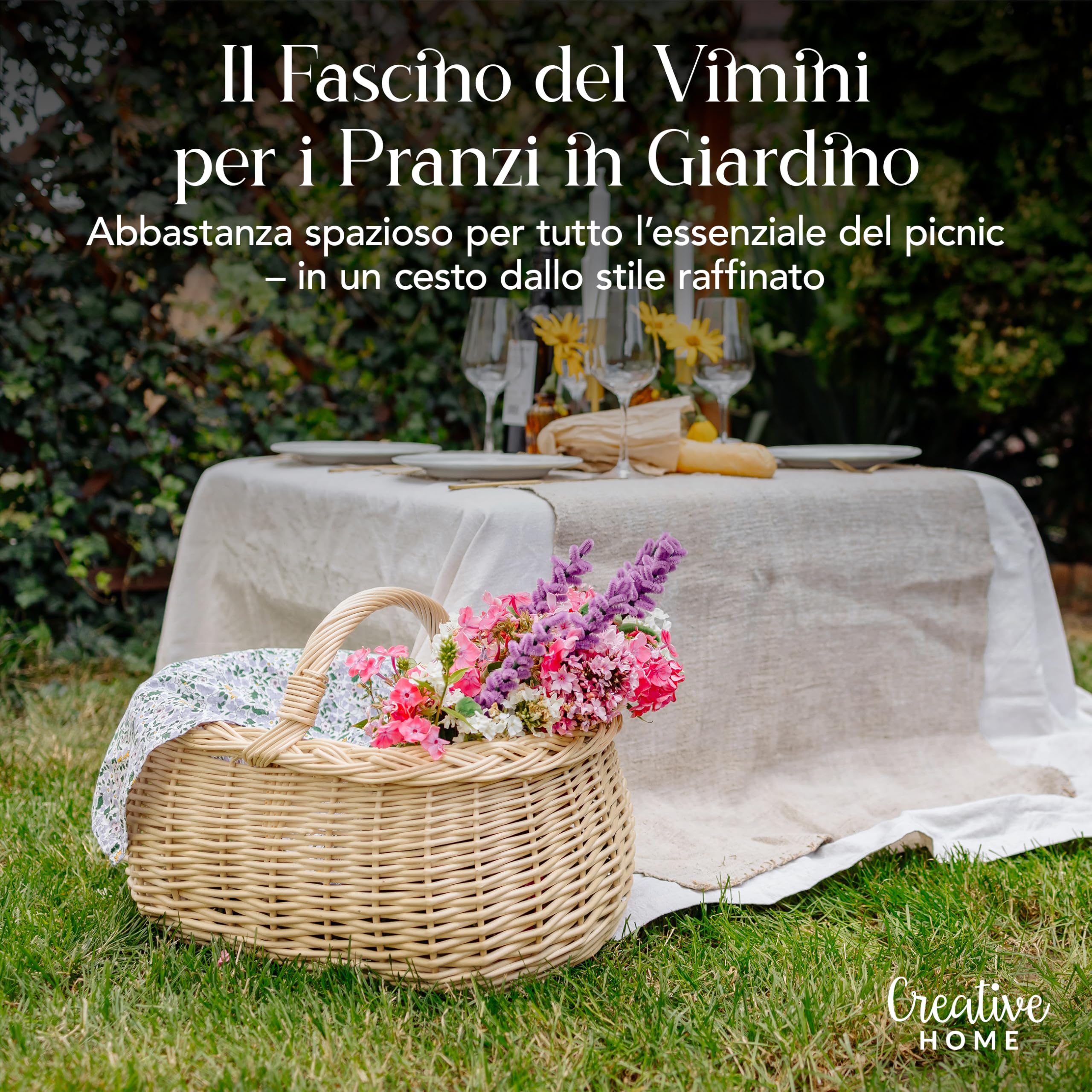 Creative Home Cestino in Vimini 45x32x34 cm Marrone per Spesa