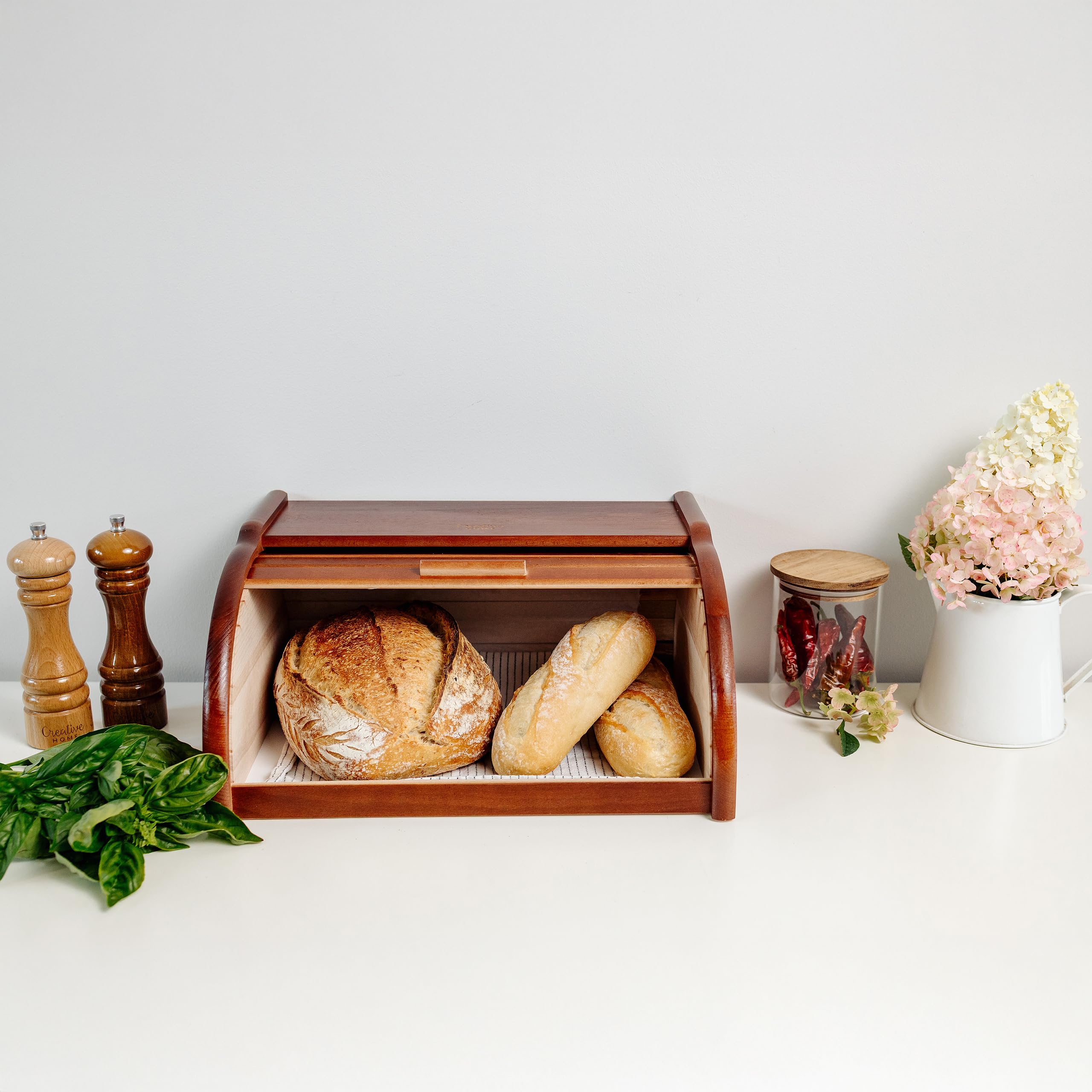 Creative Home Portapane Legno Coperchio Scorrevole 38 cm Marrone