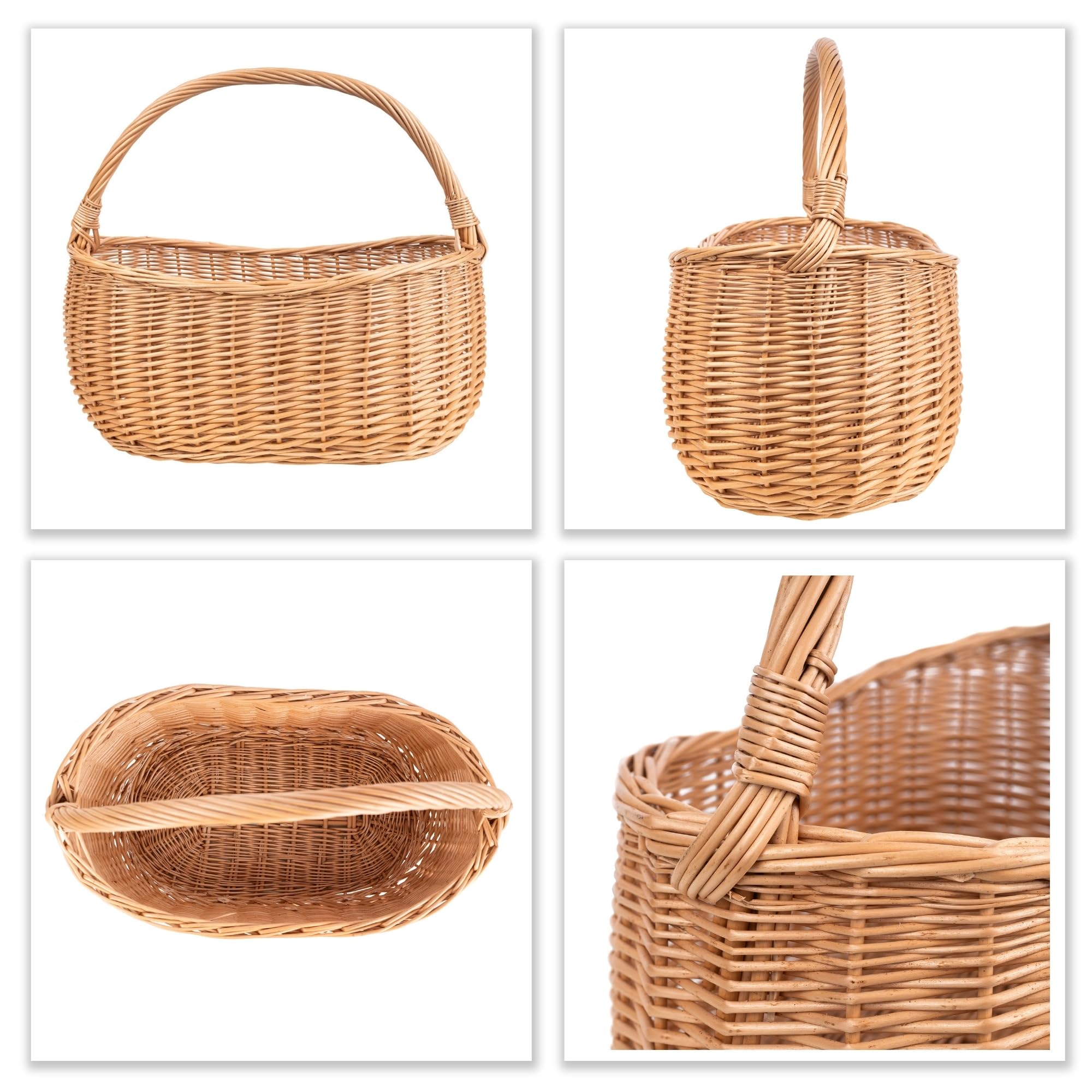 Creative Home Cestino Vimini Marrone con Manico 45x26x41 cm