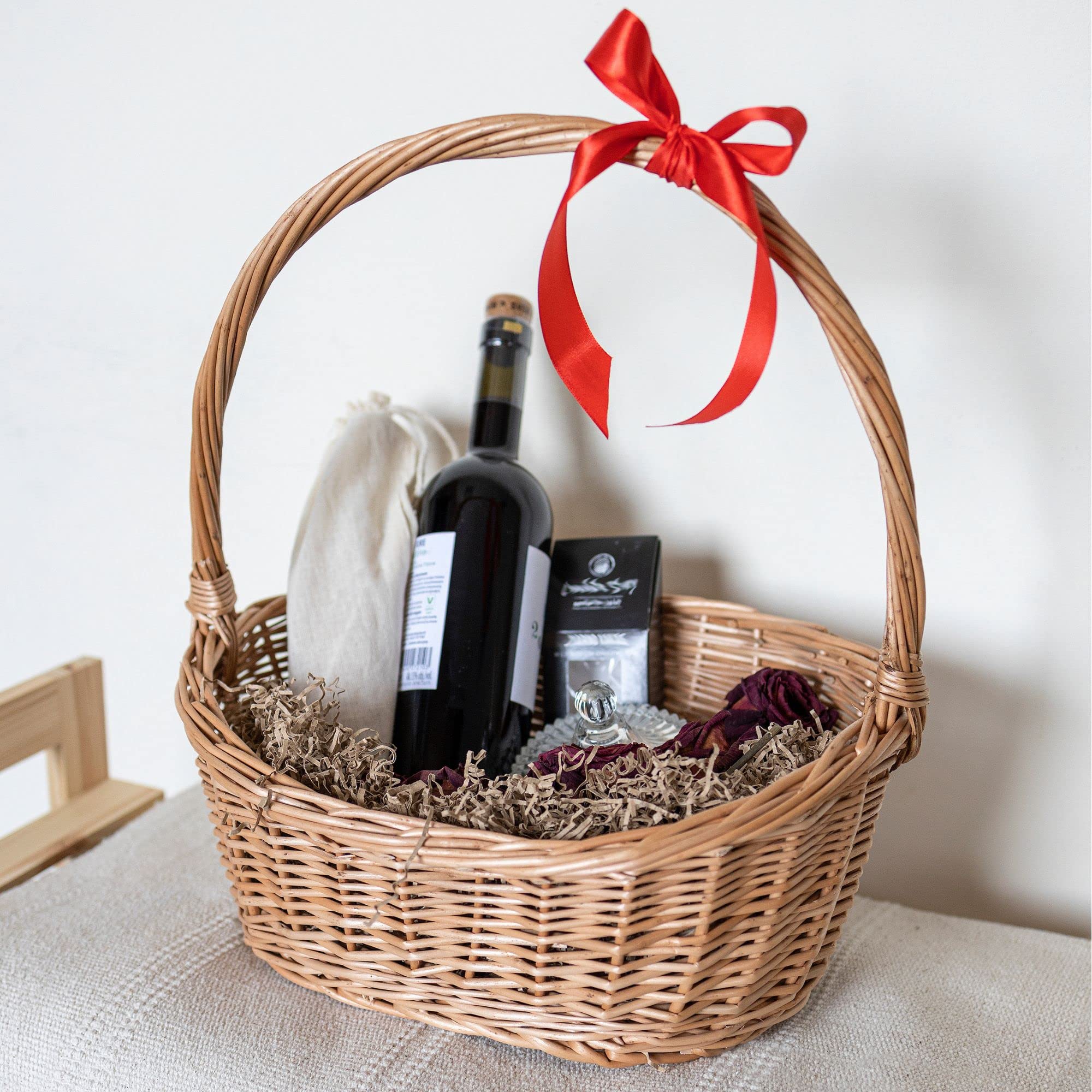 Creative Home Cesto Regalo Vimini Ovale 37x30x37 cm Marrone