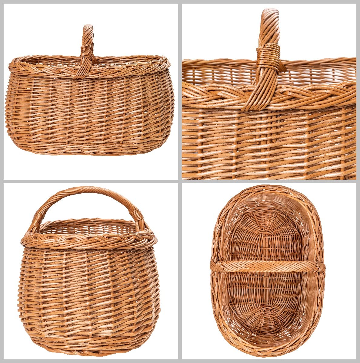 Creative Home cestino vimini manico 45x32x34 marrone