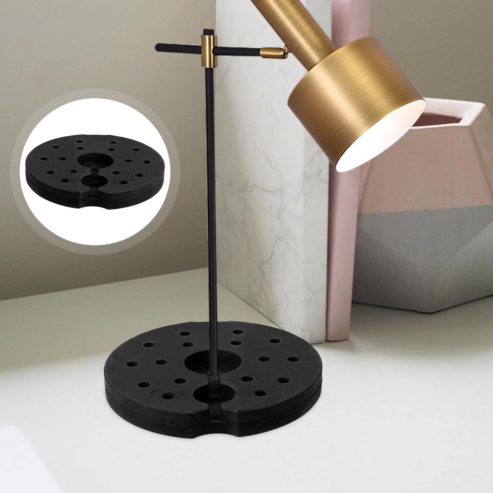 MUCKLILY Base Lampada da Tavolo Ferro Nera Rotonda 19 cm