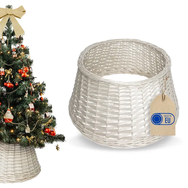 Creative Home Collare Albero Natale Vimini Bianco Ø 46x24 cm