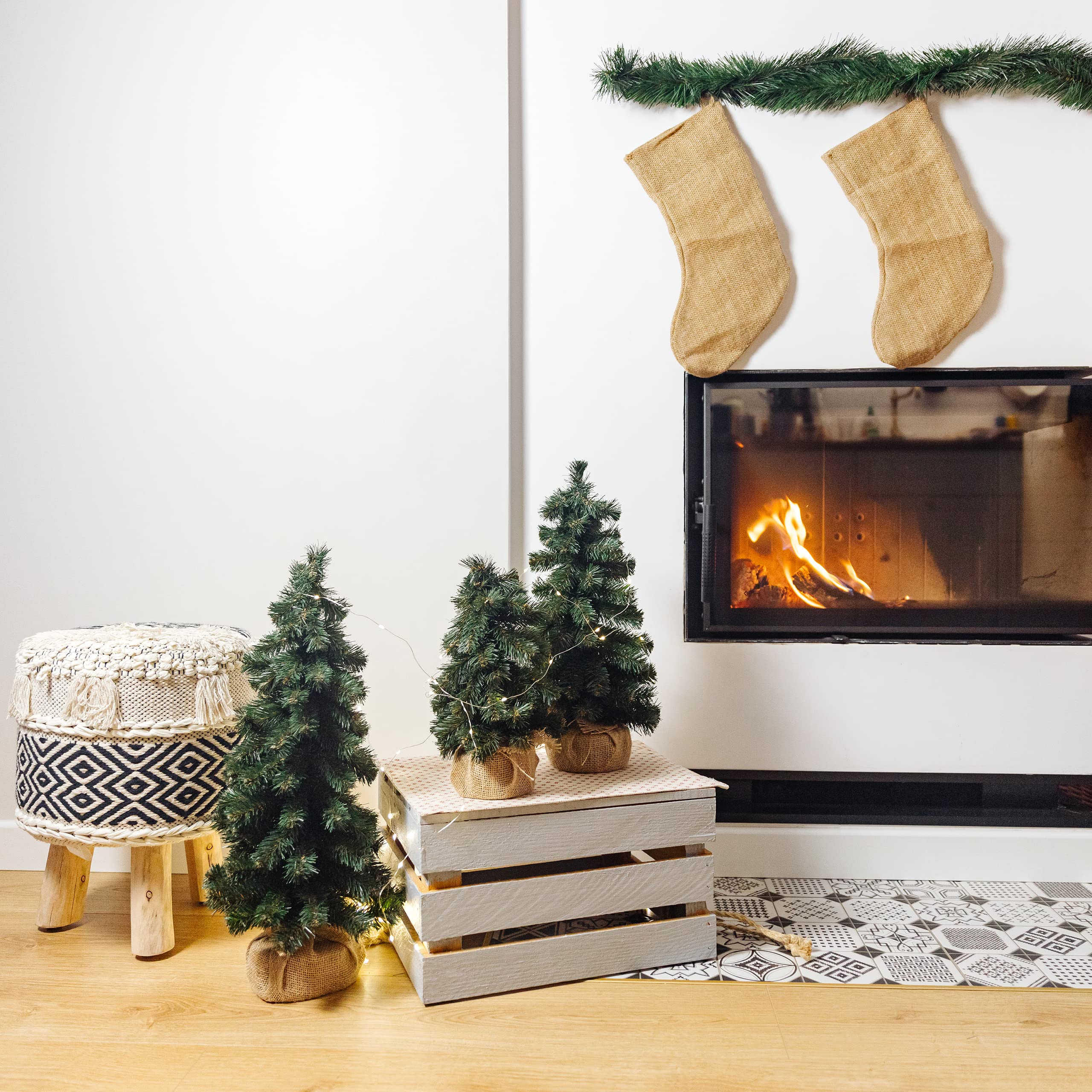 Creative Home Albero di Natale Artificiale 30 cm con Base Juta