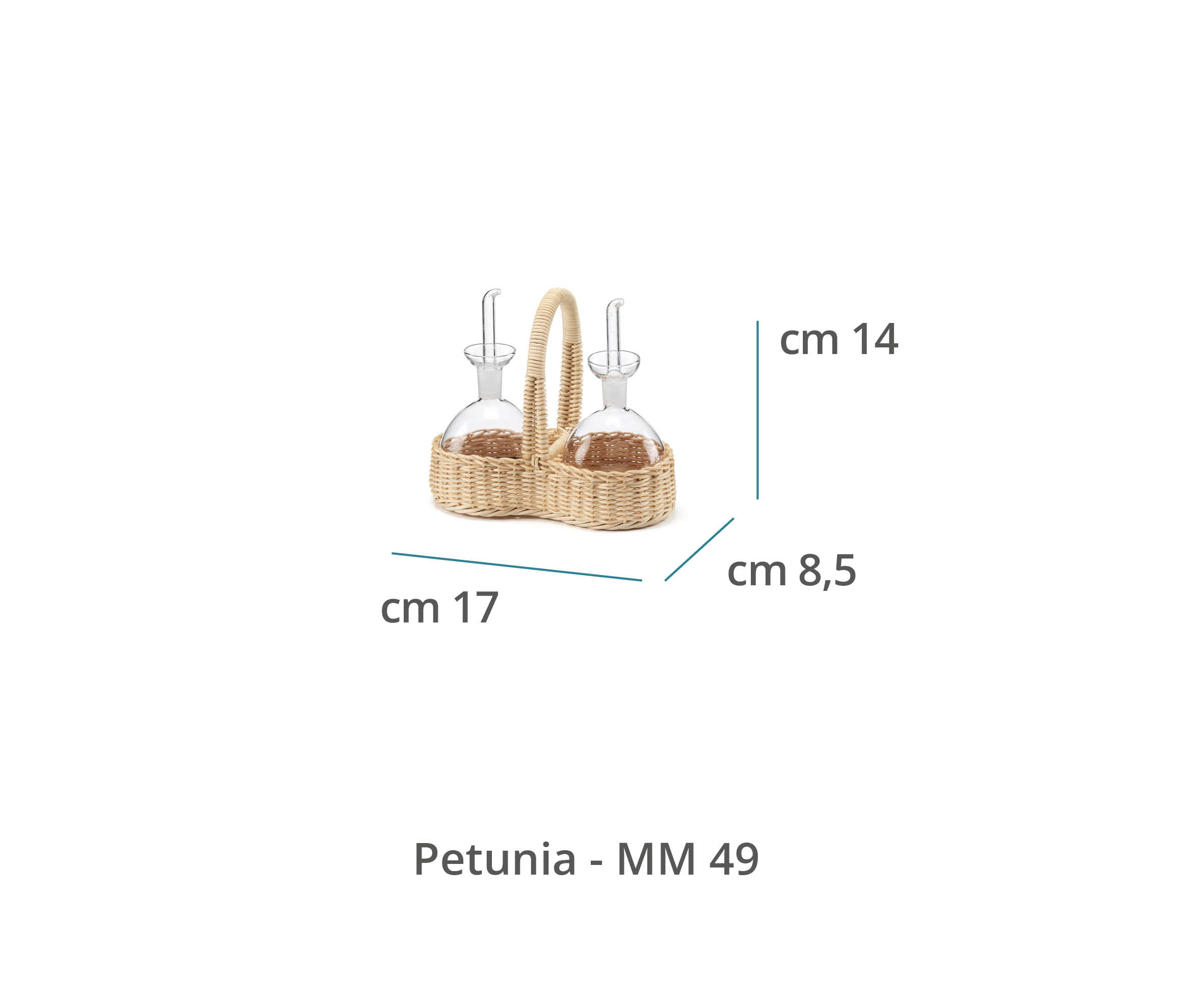 Mila Maurizi Mise en Place Petunia set olio e aceto vetro