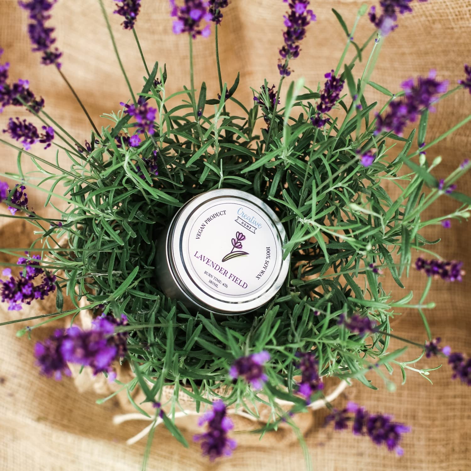 Creative Home Candela Profumata Lavanda 180 ml Cera di Soia
