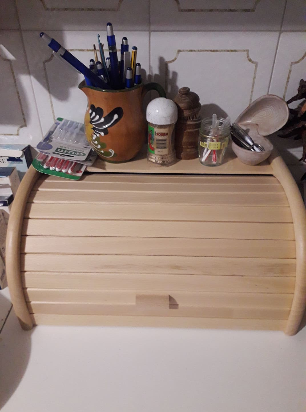 Creative Home Portapane Legno Coperchio Scorrevole 38 cm Marrone