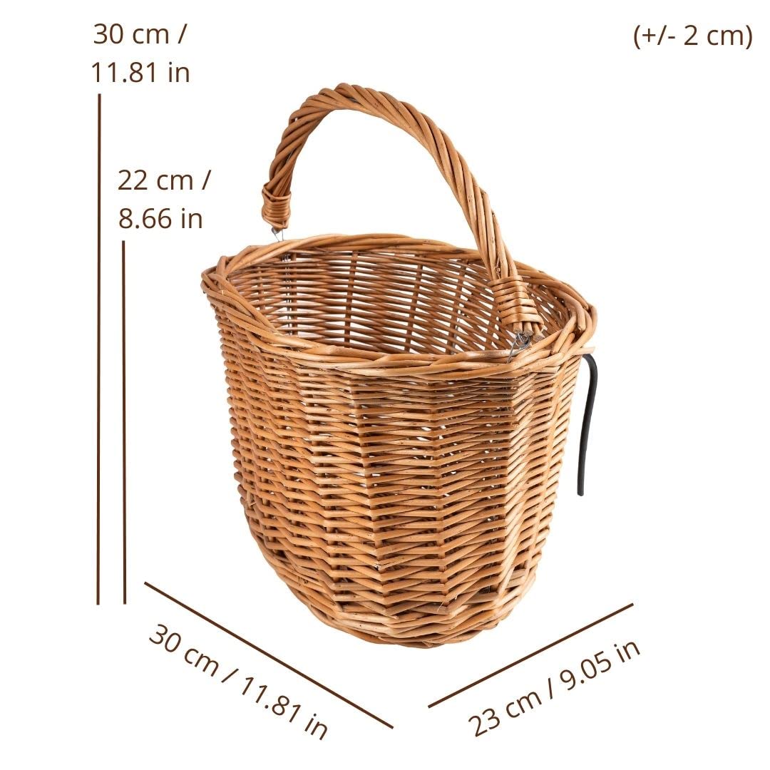 Creative Home Cestino Bici in Vimini Naturale 30x23x22 cm con Gancio