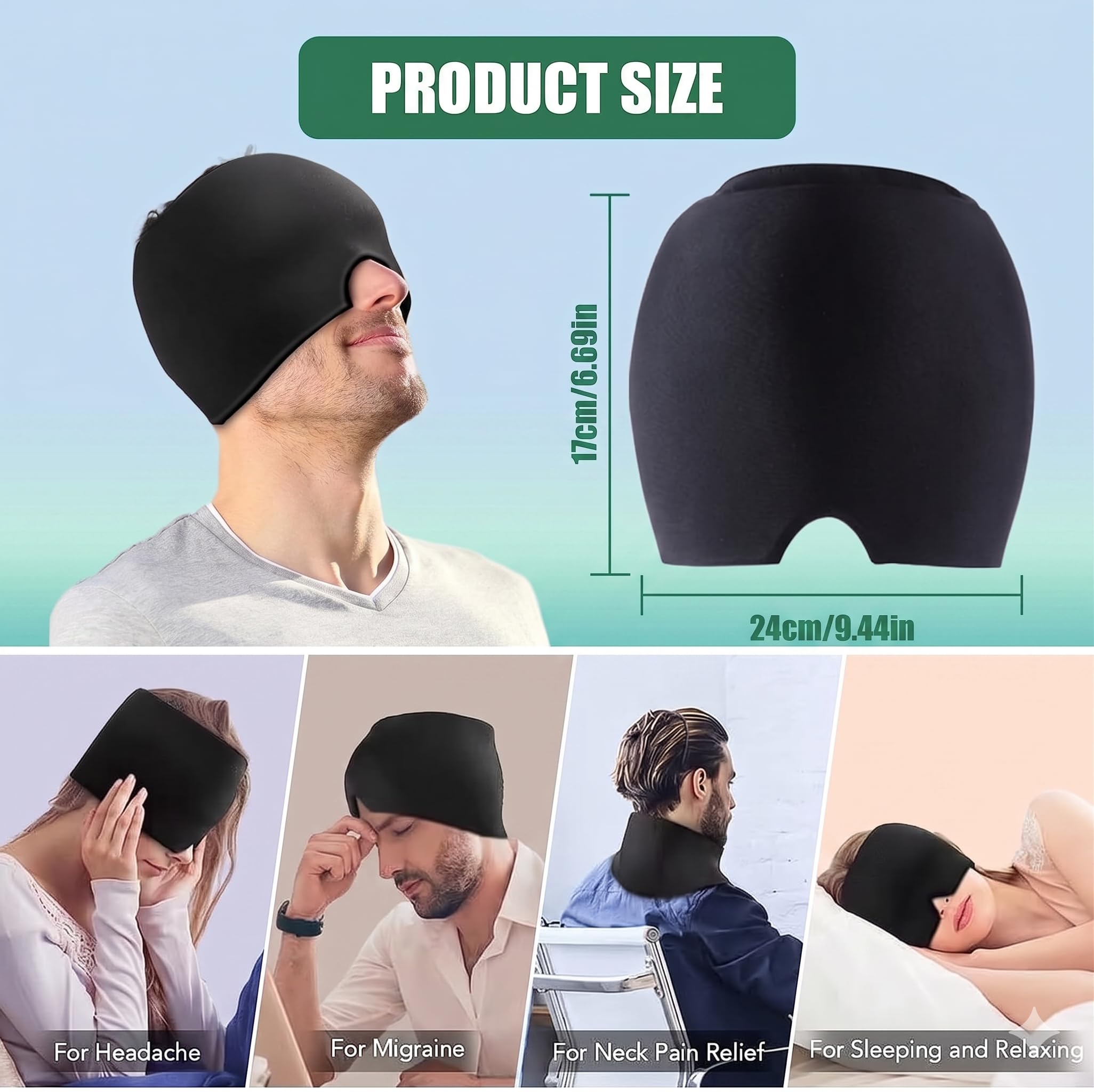 Inca Icy Mask Fascia Emicrania Gel Caldo-Freddo Riutilizzabile