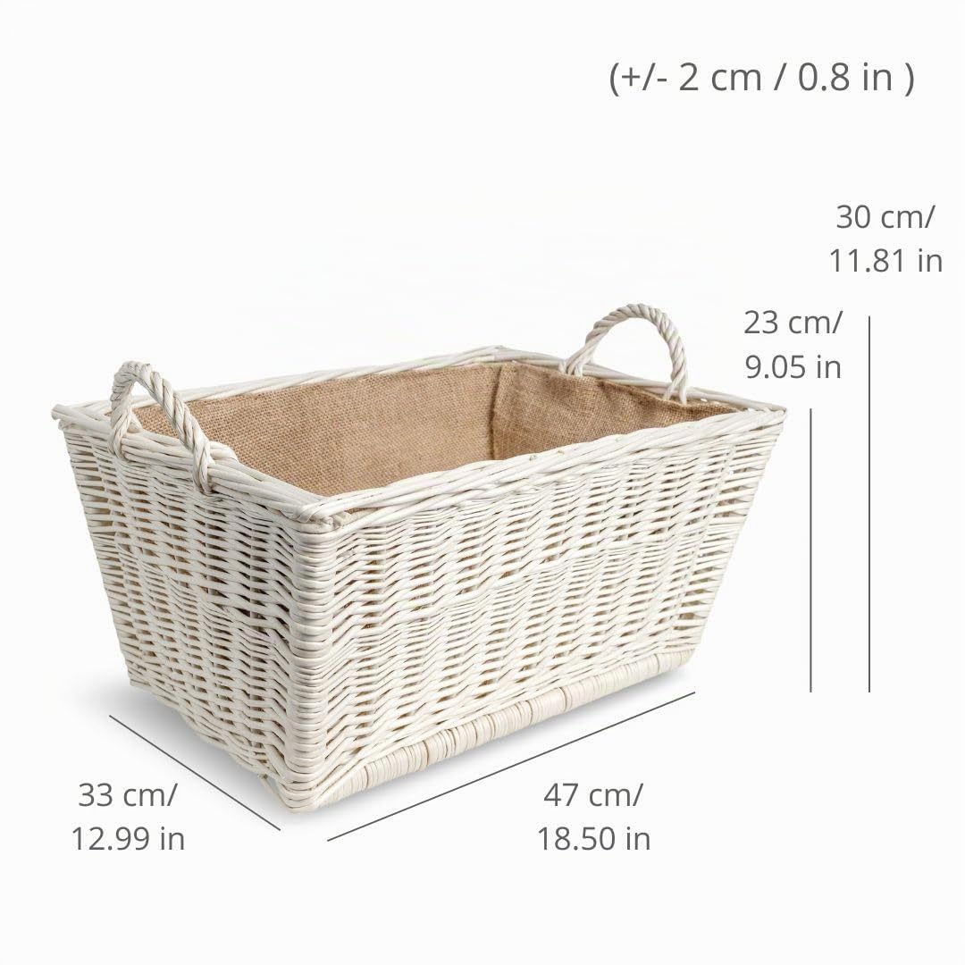 Creative Home Cesto Portalegna in Vimini 47x33x30 cm Bianco