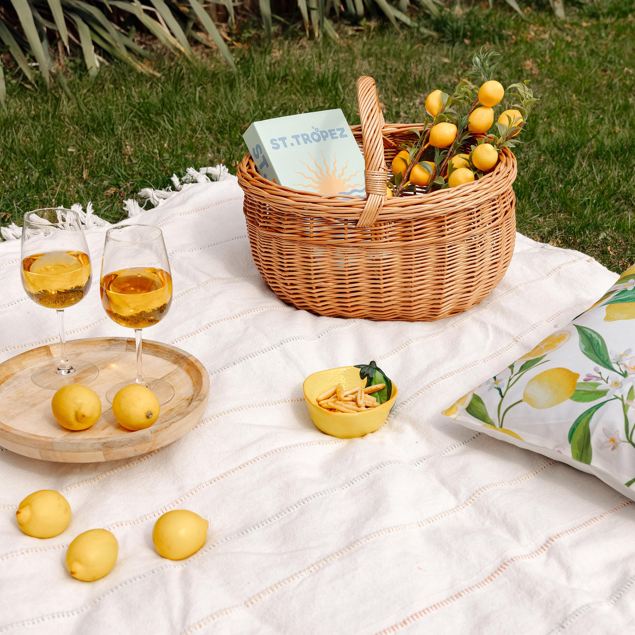 Creative Home Cestino Vimini con Manico 43x30x30 cm Marrone