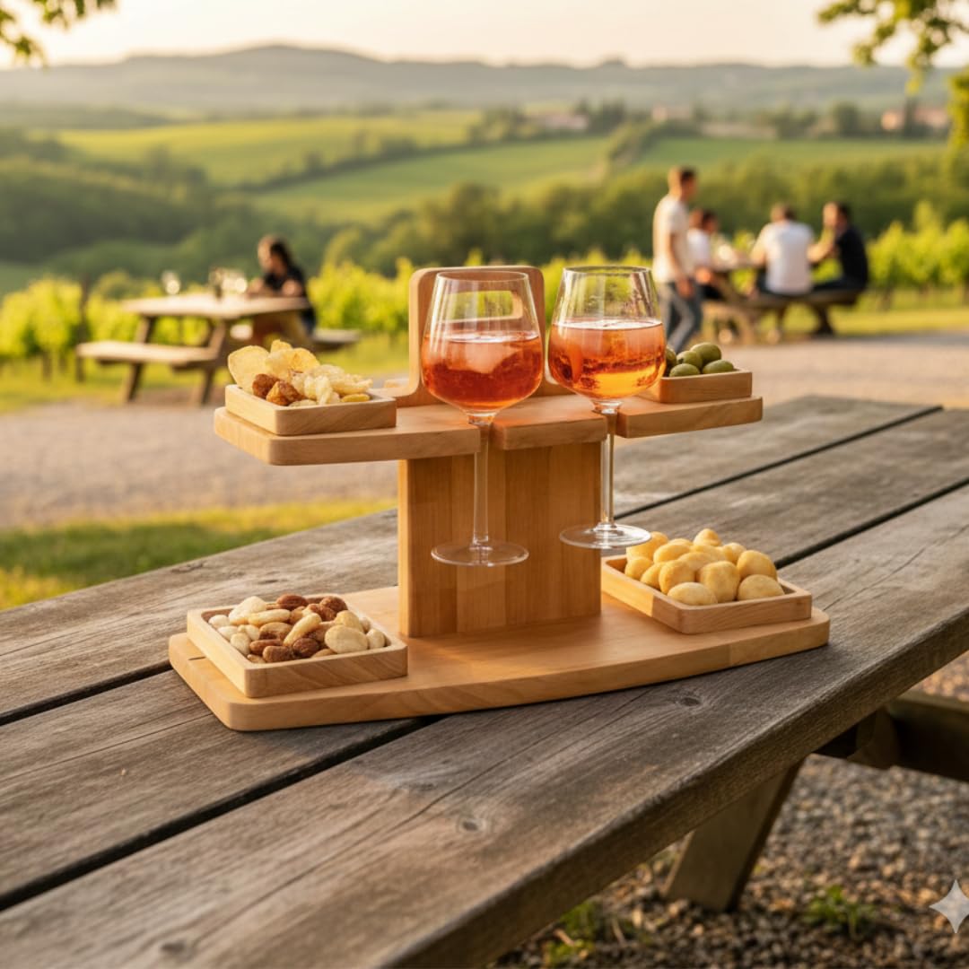 Inca vassoio aperitivo 2 ripiani legno faggio 4 vassoi