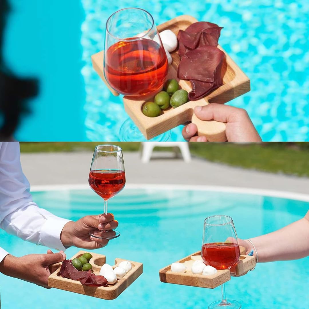 Inca vassoio aperitivo set 4 pezzi legno faggio portacalice