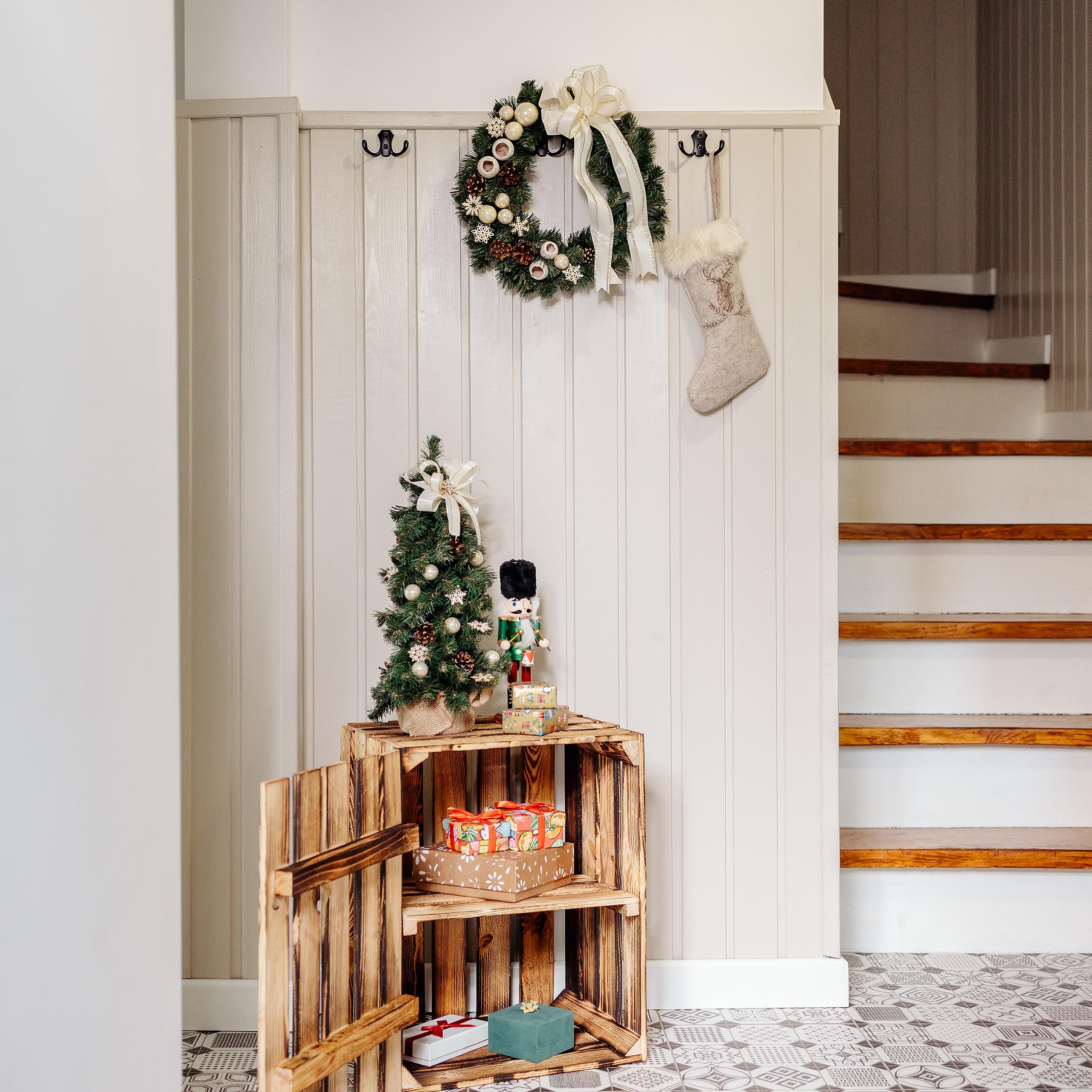 Creative Home Albero di Natale 40cm Crema Già Addobbato