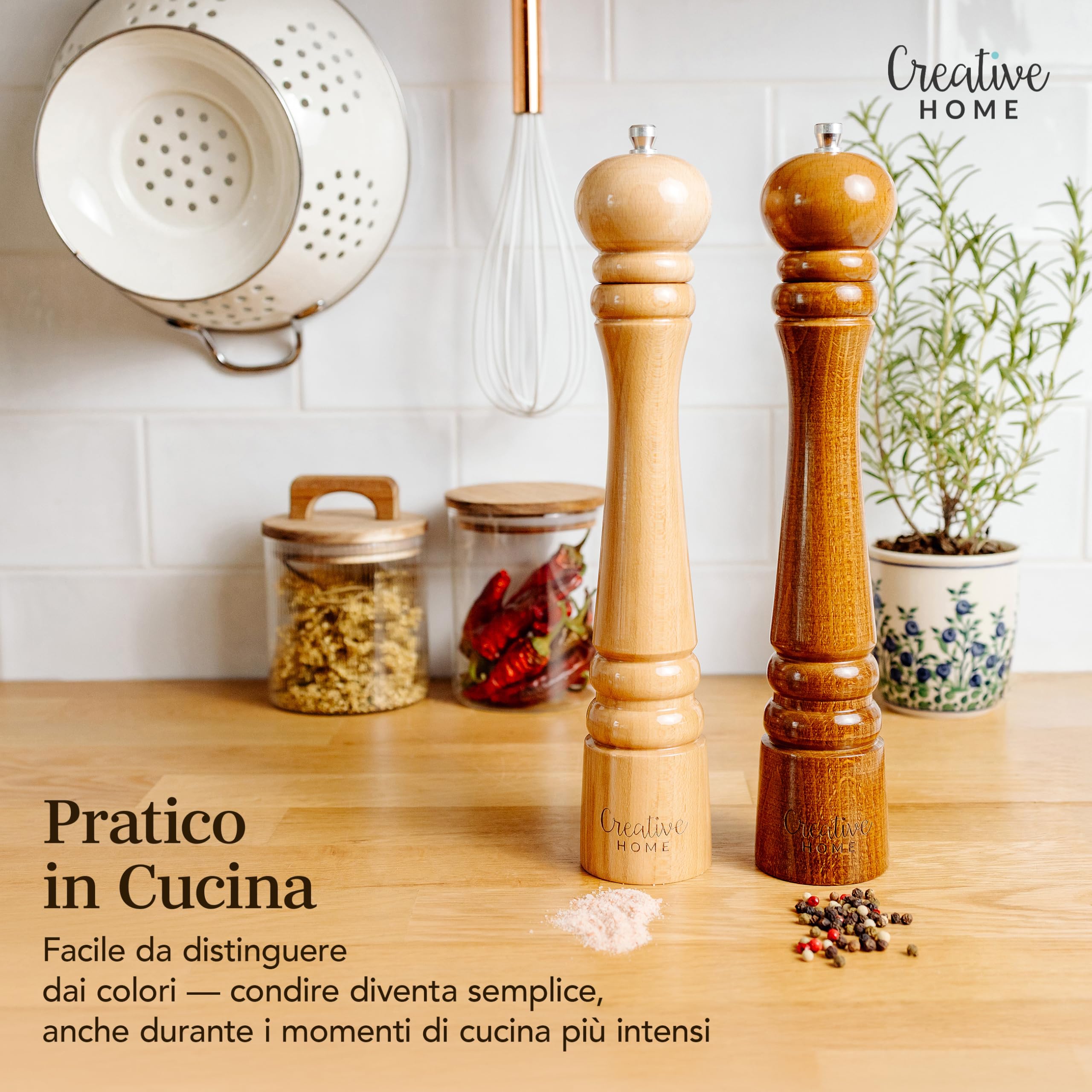 Creative Home set 2 macinini 31,5 cm faggio manuale