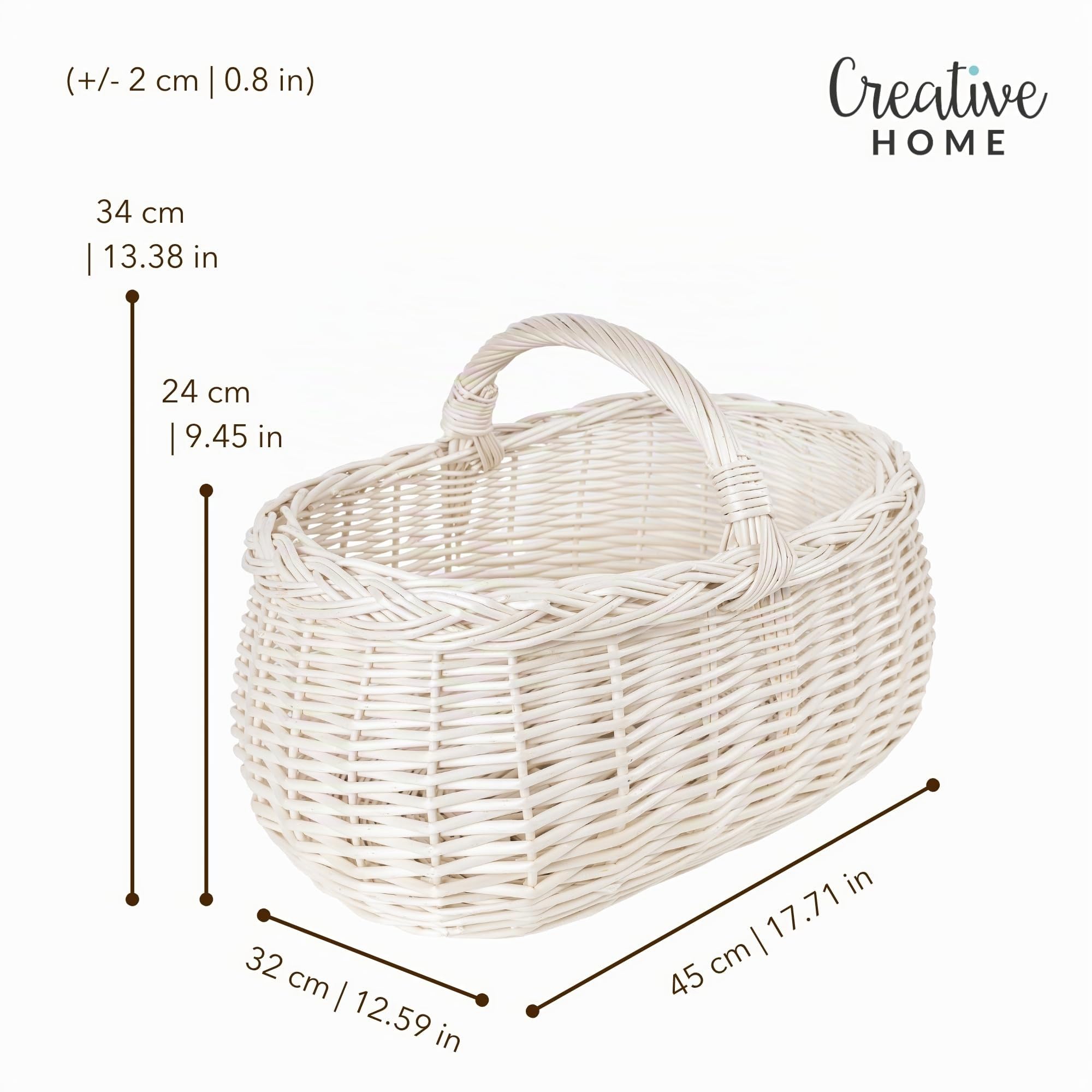 Creative Home Cestino in Vimini 45x32x34 cm Marrone per Spesa
