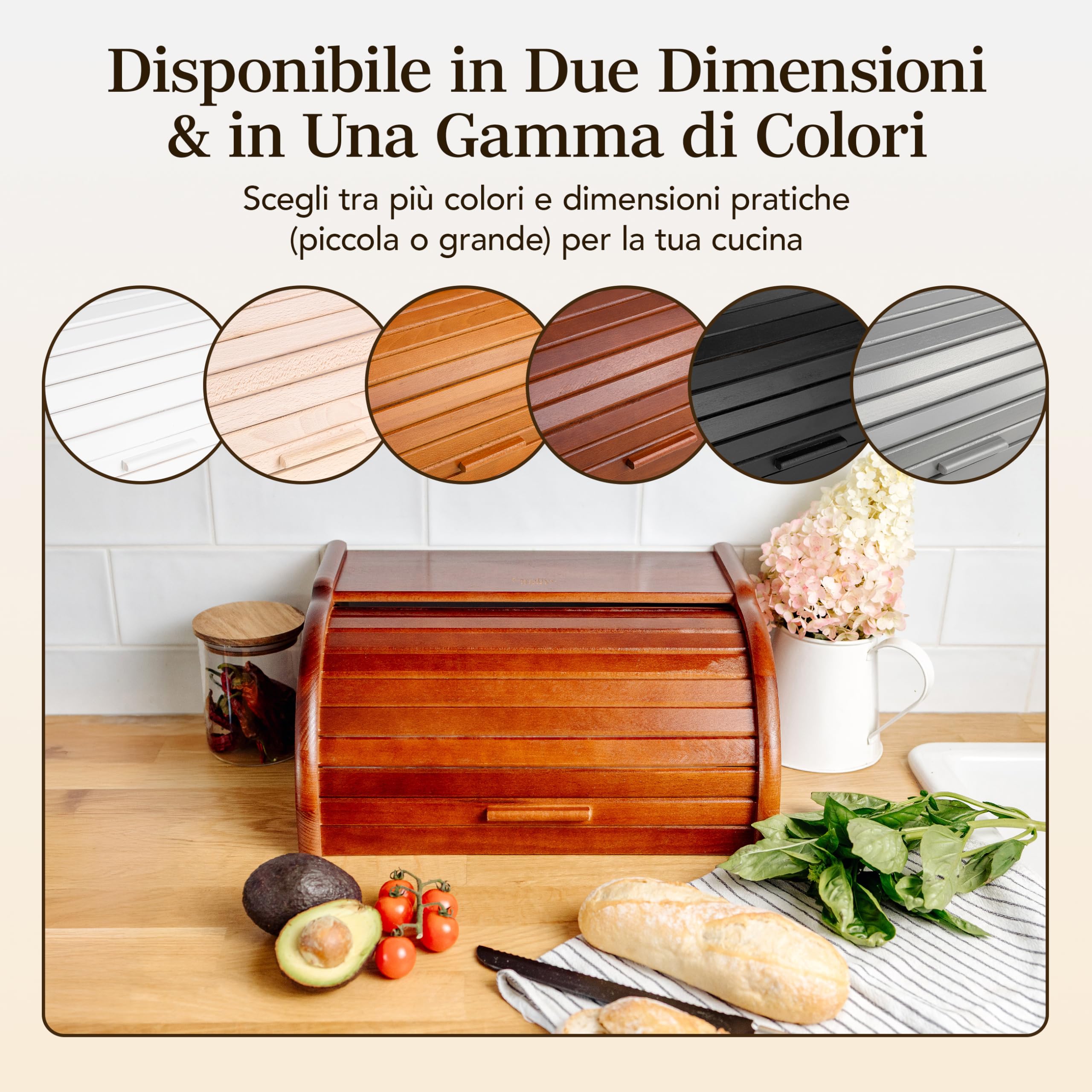 Creative Home Portapane Legno Coperchio Scorrevole 38 cm Marrone