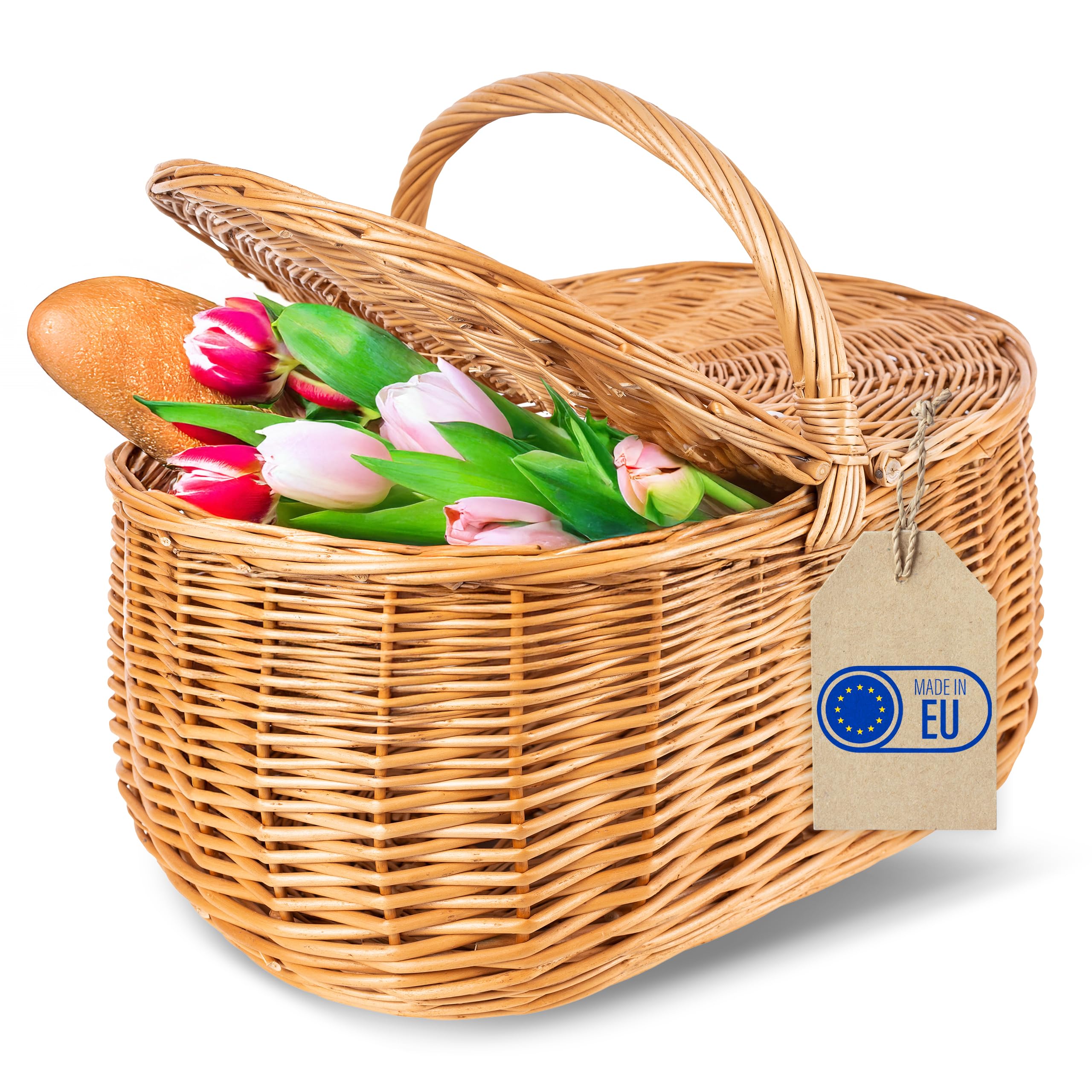 Creative Home Cestino Vimini con Coperchio 45x30x38 cm