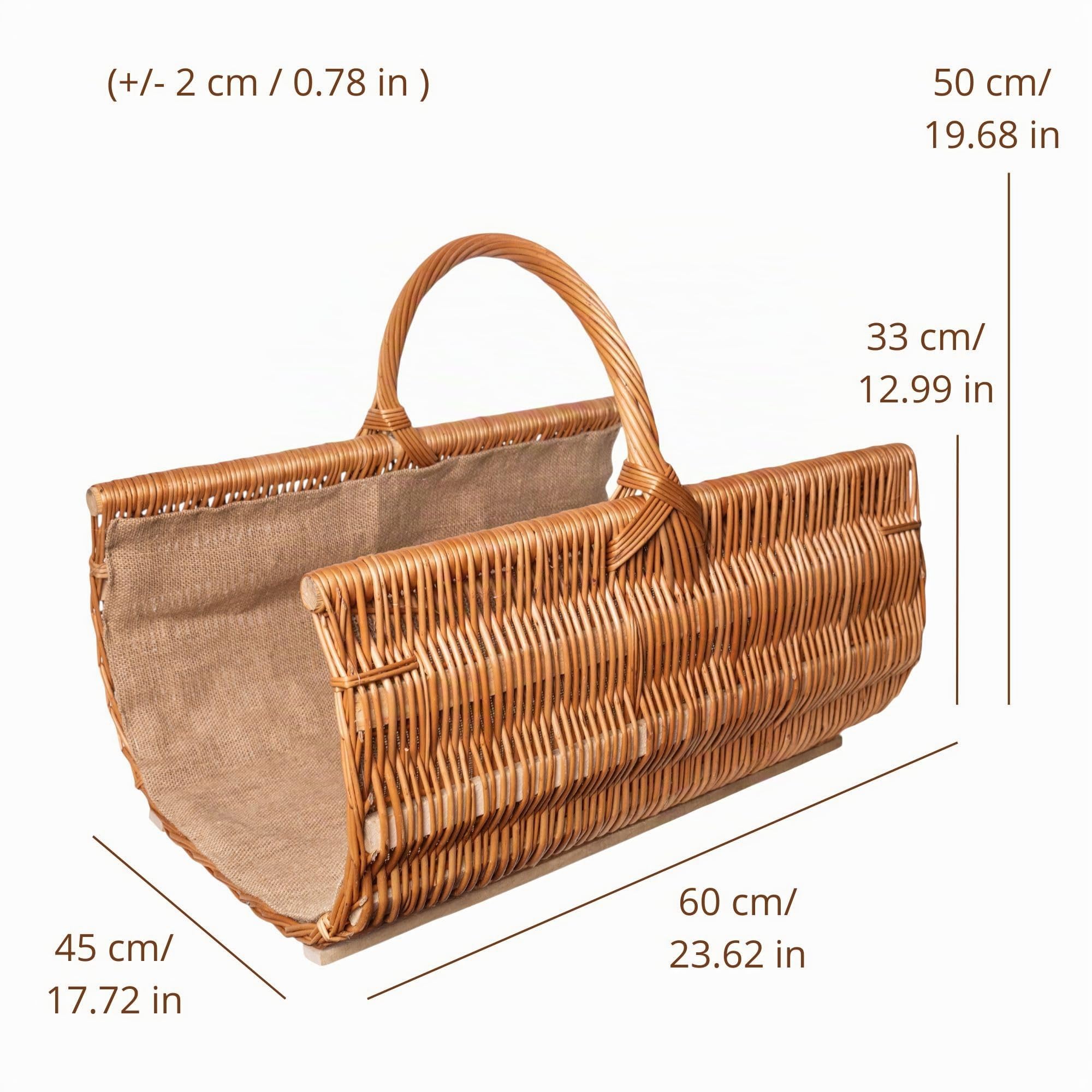Creative Home Cesto Portalegna Vimini Marrone 60x45x50 cm