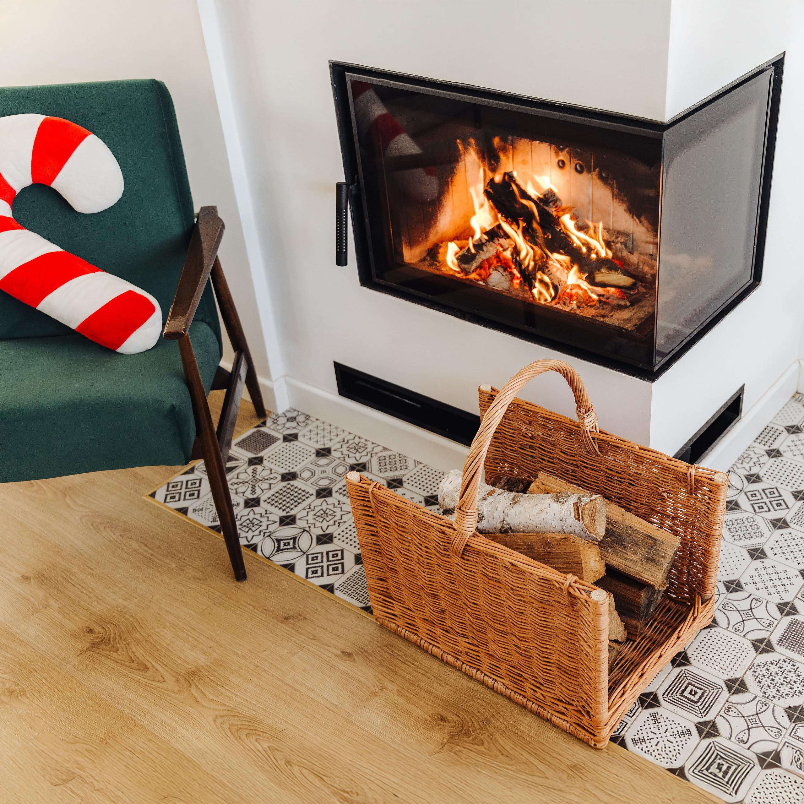 Creative Home Cesto Portalegna Vimini 50x34x50 cm con Manico